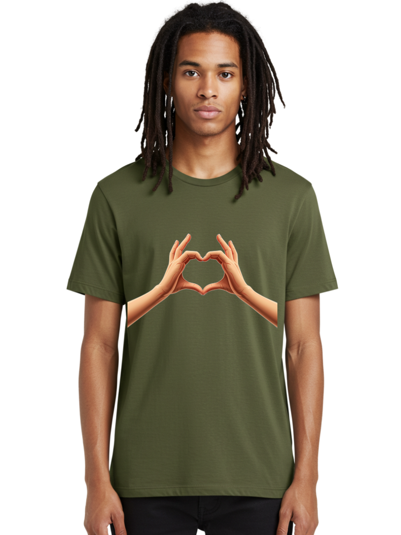 Hands-Forming-Heart Men'S Graphic Tee, 100% Cotton, Comfortable Casual Summer Wear, Machine Washable, Hands Forming A Heart, Love Symbol, Heart Gesture, Affection, Tenderness, Care, Kindness, Charity, Volunteer Work, Donation Bae027