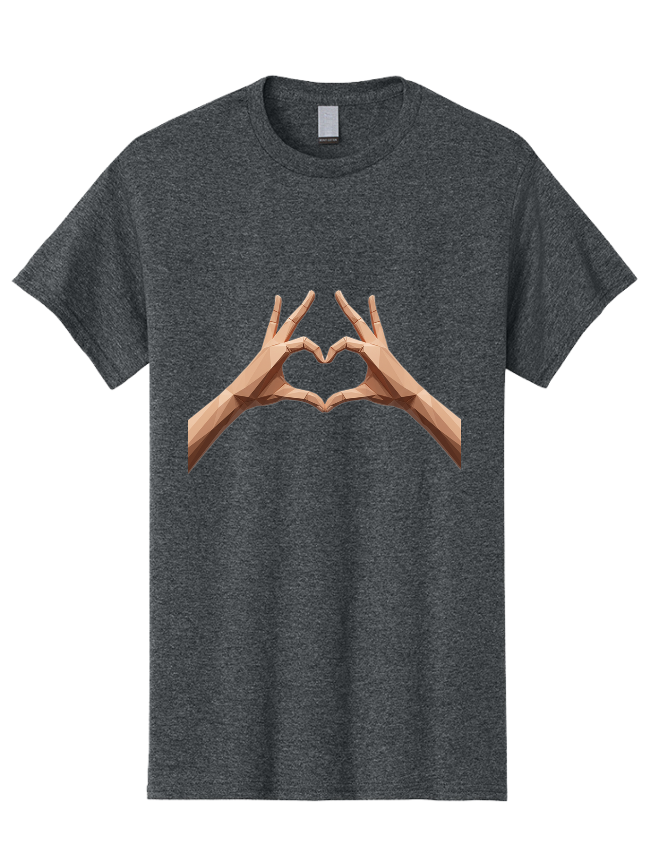 Hands-Heart-Gesture Men'S Graphic Tee, 100% Cotton, Comfortable Casual Summer Wear, Machine Washable, Low Poly Hands, Heart Shape, Love Symbol, 3D Art, Geometric Design, Affectionate Gesture, Digital Illustration, Heart Hands Bae028