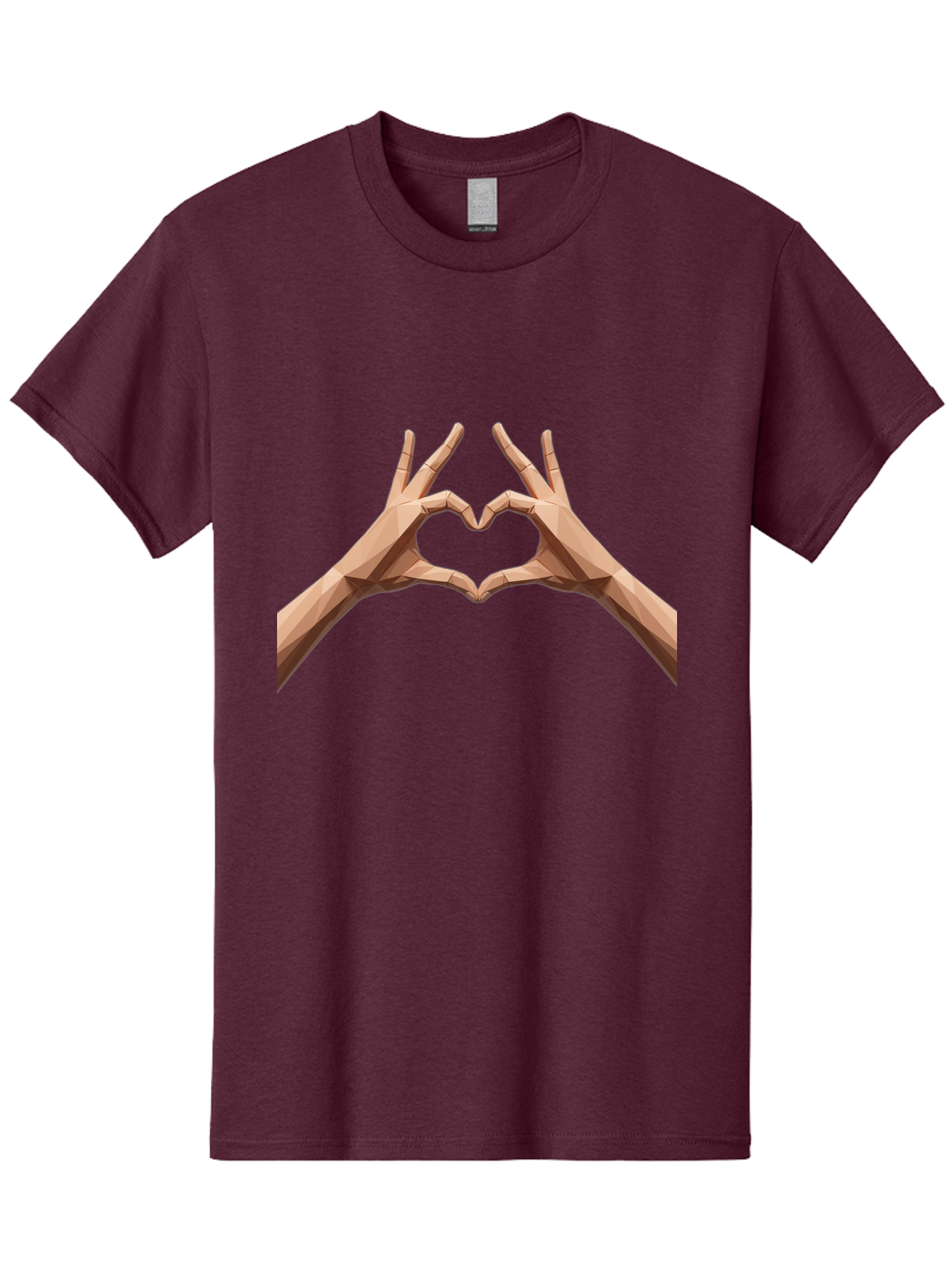 Hands-Heart-Gesture Men'S Graphic Tee, 100% Cotton, Comfortable Casual Summer Wear, Machine Washable, Low Poly Hands, Heart Shape, Love Symbol, 3D Art, Geometric Design, Affectionate Gesture, Digital Illustration, Heart Hands Bae028