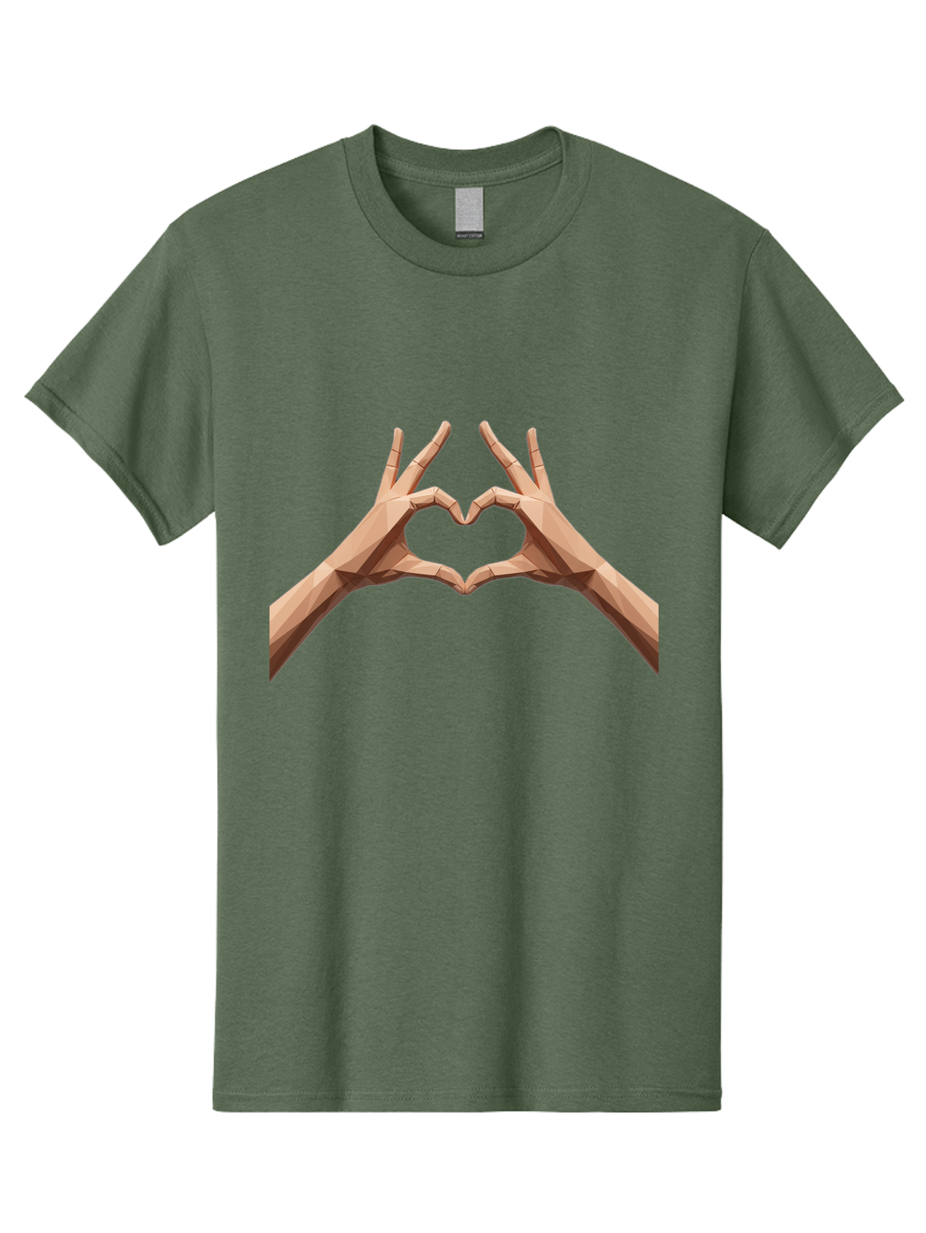 Hands-Heart-Gesture Men'S Graphic Tee, 100% Cotton, Comfortable Casual Summer Wear, Machine Washable, Low Poly Hands, Heart Shape, Love Symbol, 3D Art, Geometric Design, Affectionate Gesture, Digital Illustration, Heart Hands Bae028