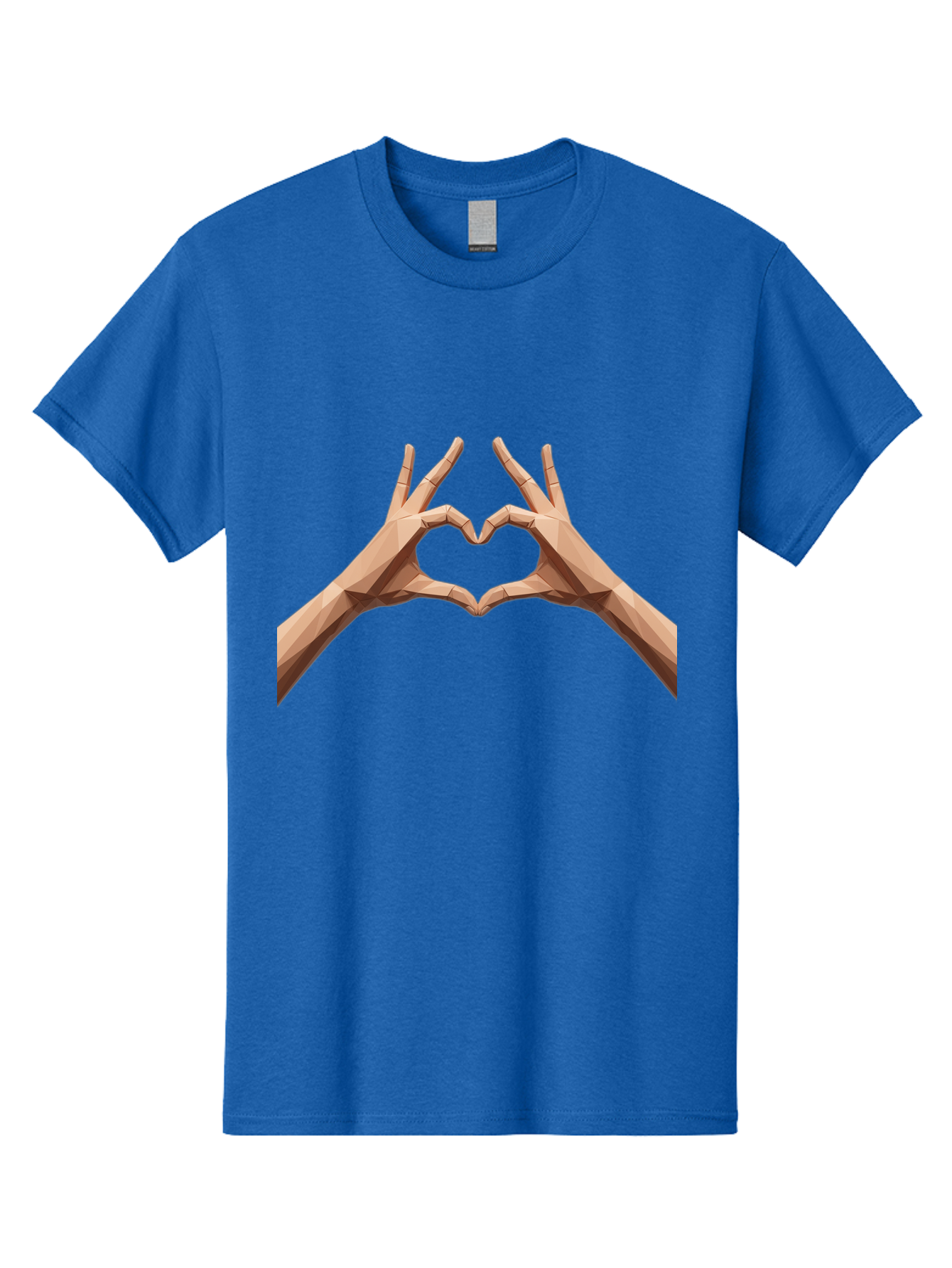 Hands-Heart-Gesture Men'S Graphic Tee, 100% Cotton, Comfortable Casual Summer Wear, Machine Washable, Low Poly Hands, Heart Shape, Love Symbol, 3D Art, Geometric Design, Affectionate Gesture, Digital Illustration, Heart Hands Bae028