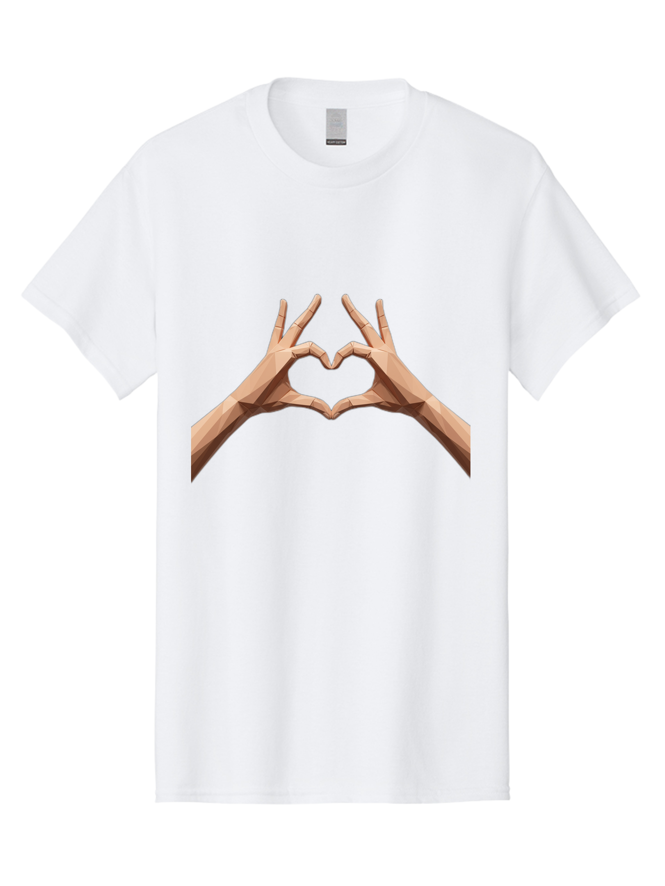 Hands-Heart-Gesture Men'S Graphic Tee, 100% Cotton, Comfortable Casual Summer Wear, Machine Washable, Low Poly Hands, Heart Shape, Love Symbol, 3D Art, Geometric Design, Affectionate Gesture, Digital Illustration, Heart Hands Bae028