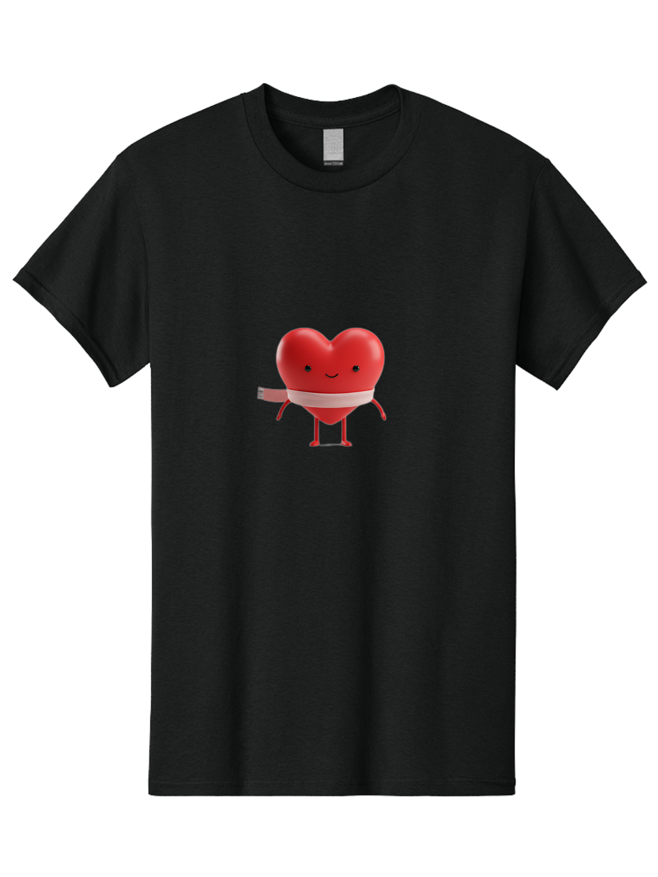 Heart-Character-1 Men'S Graphic Tee, 100% Cotton, Comfortable Casual Summer Wear, Machine Washable, Heart Character, Wounded Heart, Cartoon Heart, Bandaged Heart, Cute Heart, Love Symbol, Heart Health, Heartbreak, Valentine'S Day, Bae037