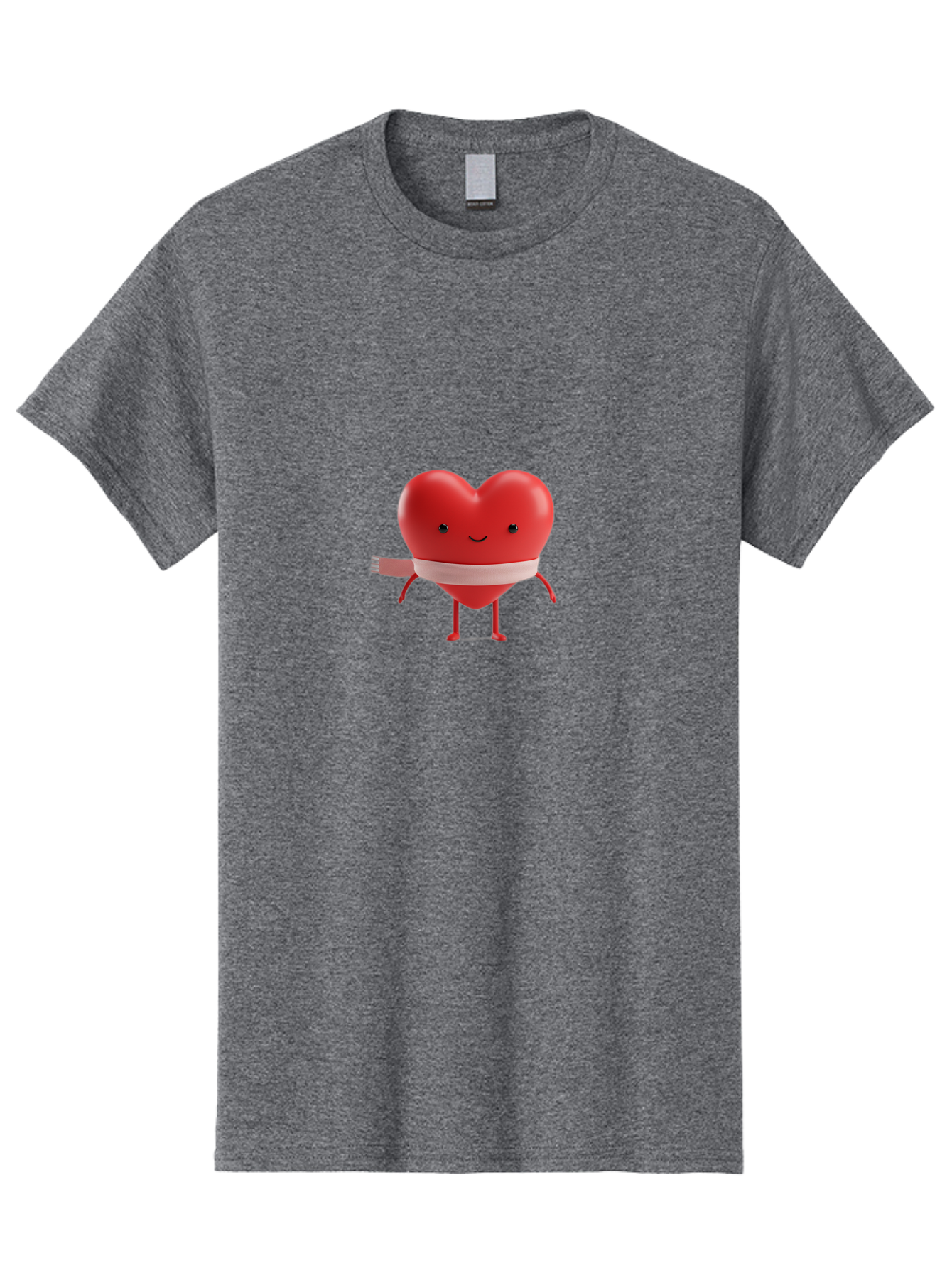 Heart-Character-1 Men'S Graphic Tee, 100% Cotton, Comfortable Casual Summer Wear, Machine Washable, Heart Character, Wounded Heart, Cartoon Heart, Bandaged Heart, Cute Heart, Love Symbol, Heart Health, Heartbreak, Valentine'S Day, Bae037