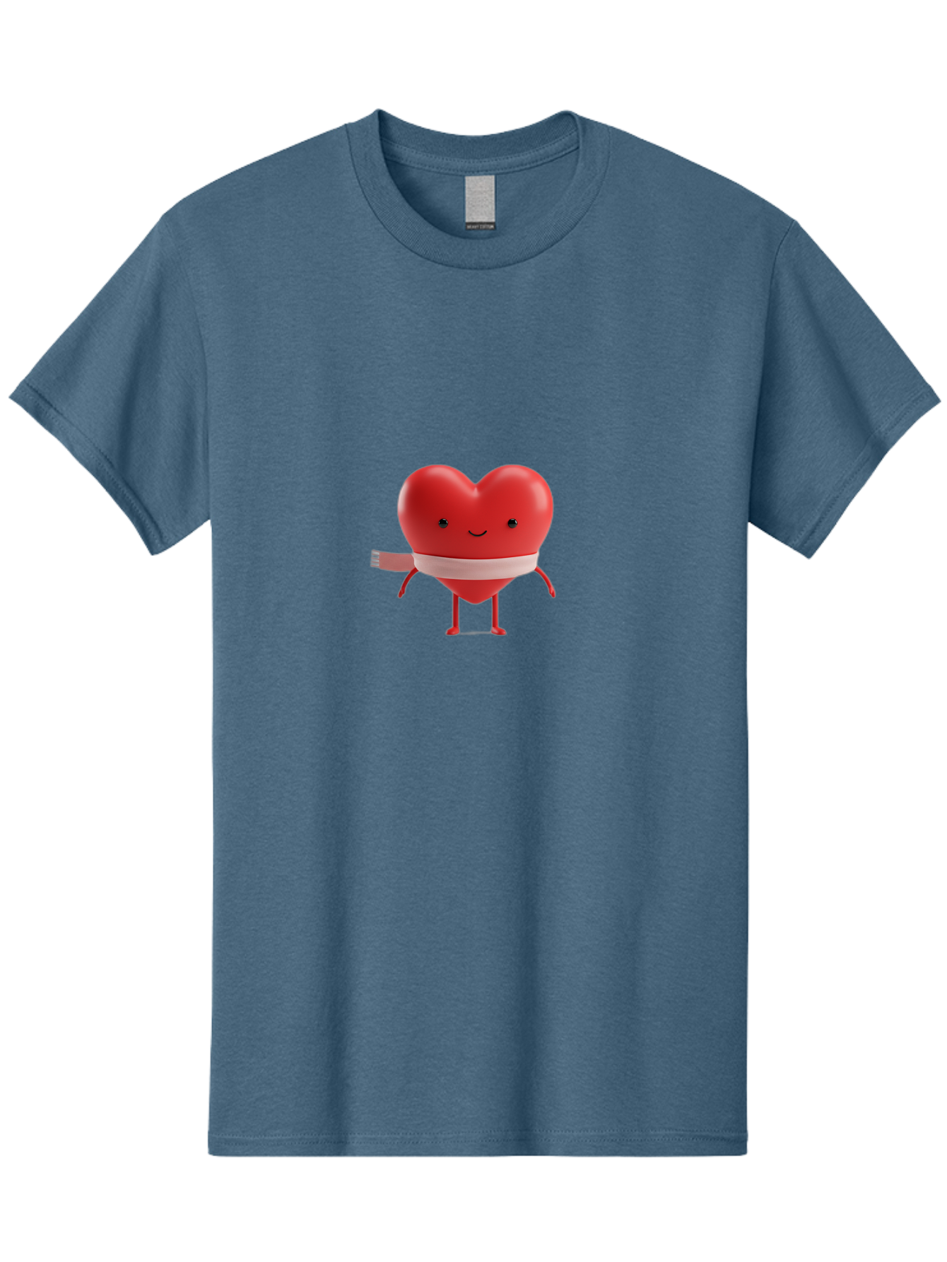 Heart-Character-1 Men'S Graphic Tee, 100% Cotton, Comfortable Casual Summer Wear, Machine Washable, Heart Character, Wounded Heart, Cartoon Heart, Bandaged Heart, Cute Heart, Love Symbol, Heart Health, Heartbreak, Valentine'S Day, Bae037