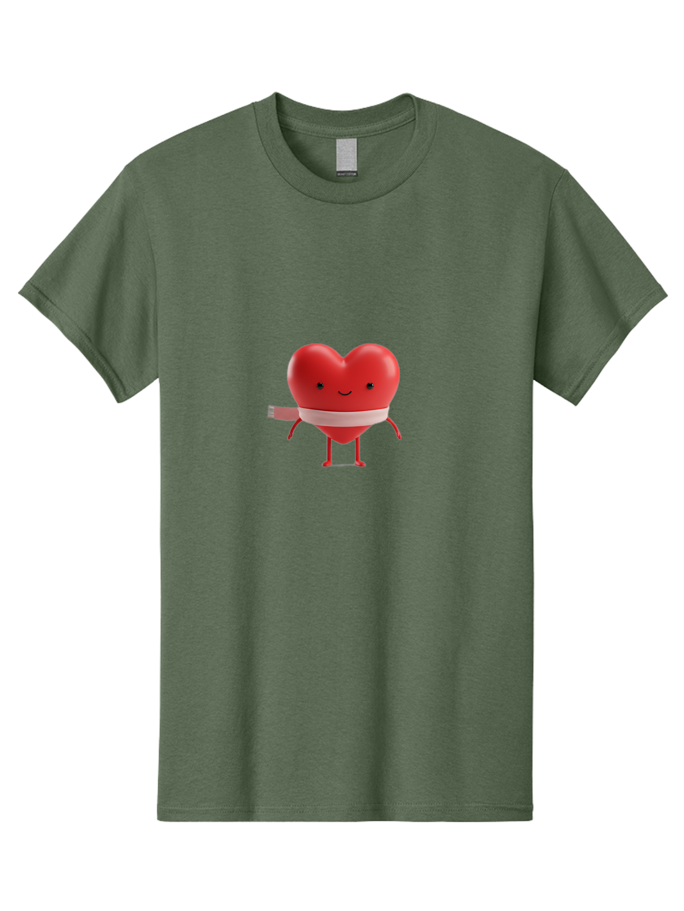 Heart-Character-1 Men'S Graphic Tee, 100% Cotton, Comfortable Casual Summer Wear, Machine Washable, Heart Character, Wounded Heart, Cartoon Heart, Bandaged Heart, Cute Heart, Love Symbol, Heart Health, Heartbreak, Valentine'S Day, Bae037