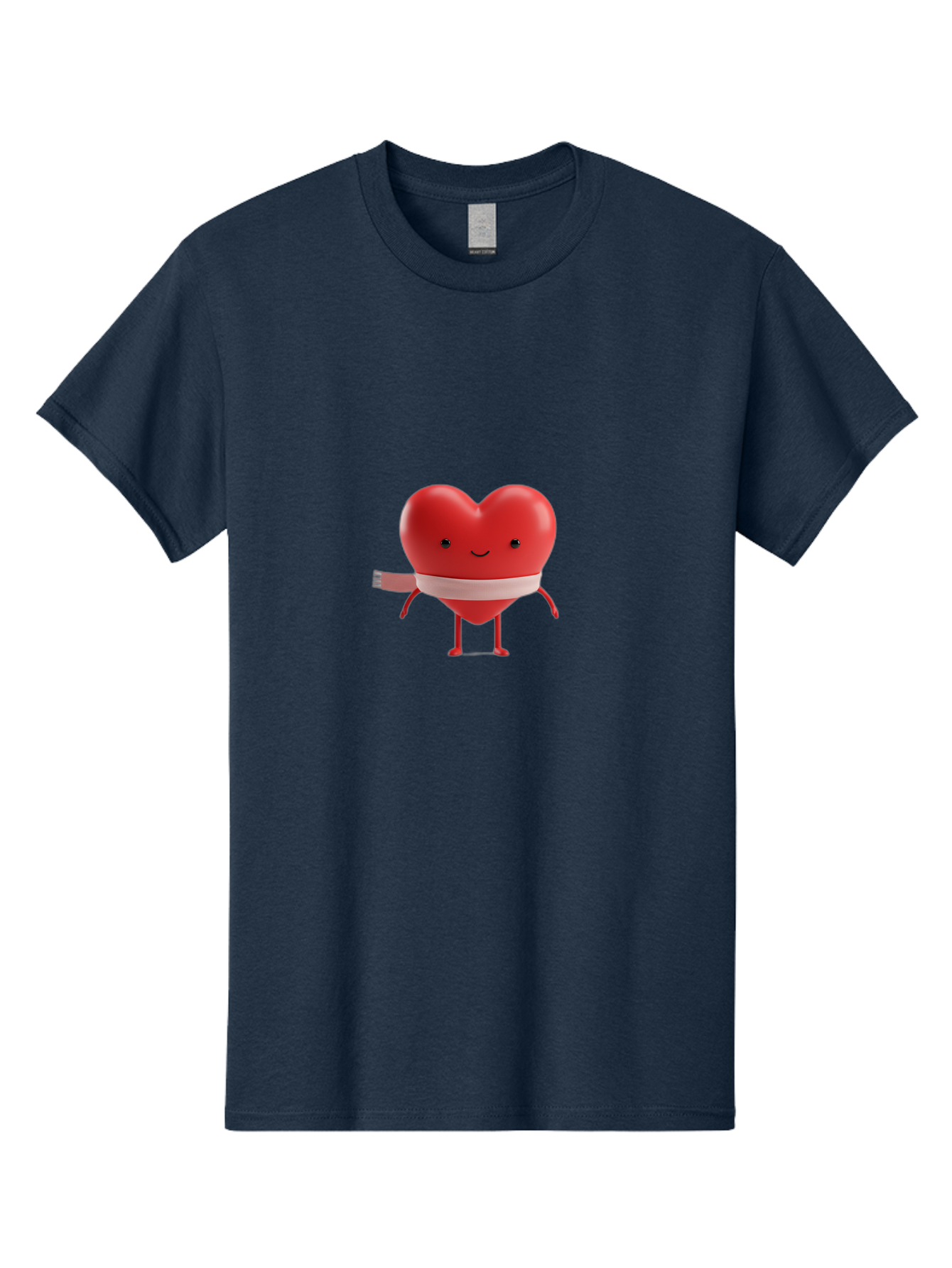 Heart-Character-1 Men'S Graphic Tee, 100% Cotton, Comfortable Casual Summer Wear, Machine Washable, Heart Character, Wounded Heart, Cartoon Heart, Bandaged Heart, Cute Heart, Love Symbol, Heart Health, Heartbreak, Valentine'S Day, Bae037