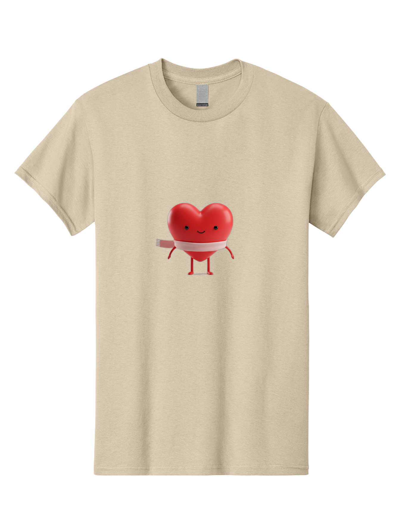 Heart-Character-1 Men'S Graphic Tee, 100% Cotton, Comfortable Casual Summer Wear, Machine Washable, Heart Character, Wounded Heart, Cartoon Heart, Bandaged Heart, Cute Heart, Love Symbol, Heart Health, Heartbreak, Valentine'S Day, Bae037