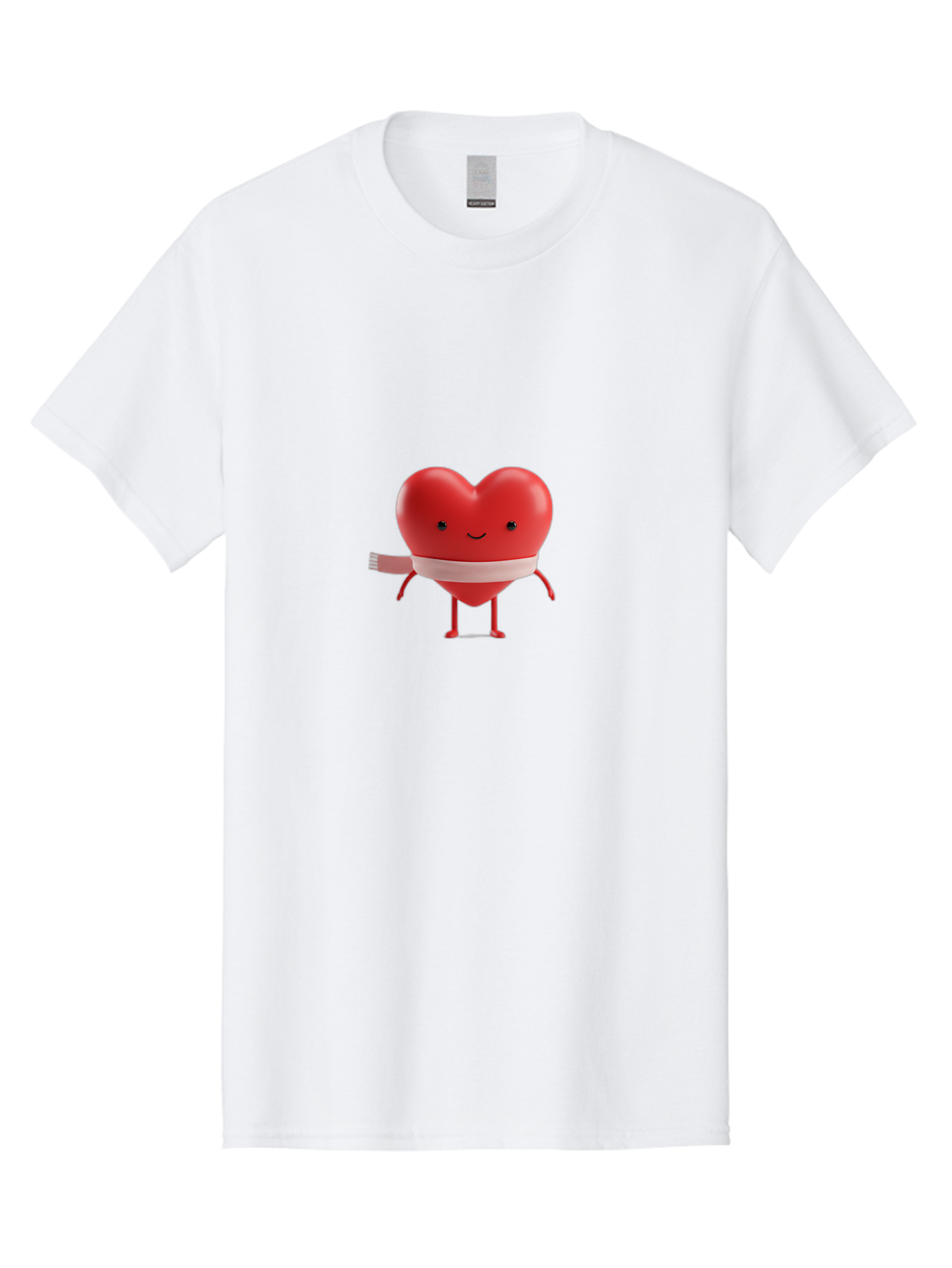 Heart-Character-1 Men'S Graphic Tee, 100% Cotton, Comfortable Casual Summer Wear, Machine Washable, Heart Character, Wounded Heart, Cartoon Heart, Bandaged Heart, Cute Heart, Love Symbol, Heart Health, Heartbreak, Valentine'S Day, Bae037