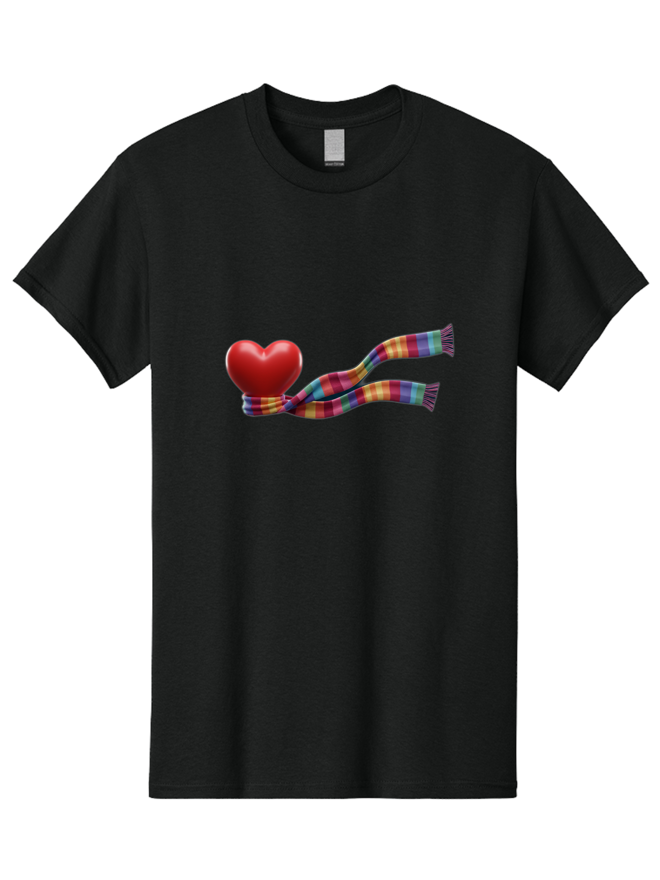 Heart-With-Scarf-2 Men'S Graphic Tee, 100% Cotton, Comfortable Casual Summer Wear, Machine Washable, Red Heart Wrapped In A Scarf, Plaid Pattern, Vibrant Colors, Festive Atmosphere, Love Symbol, Winter Theme, Cozy Feeling Bae043