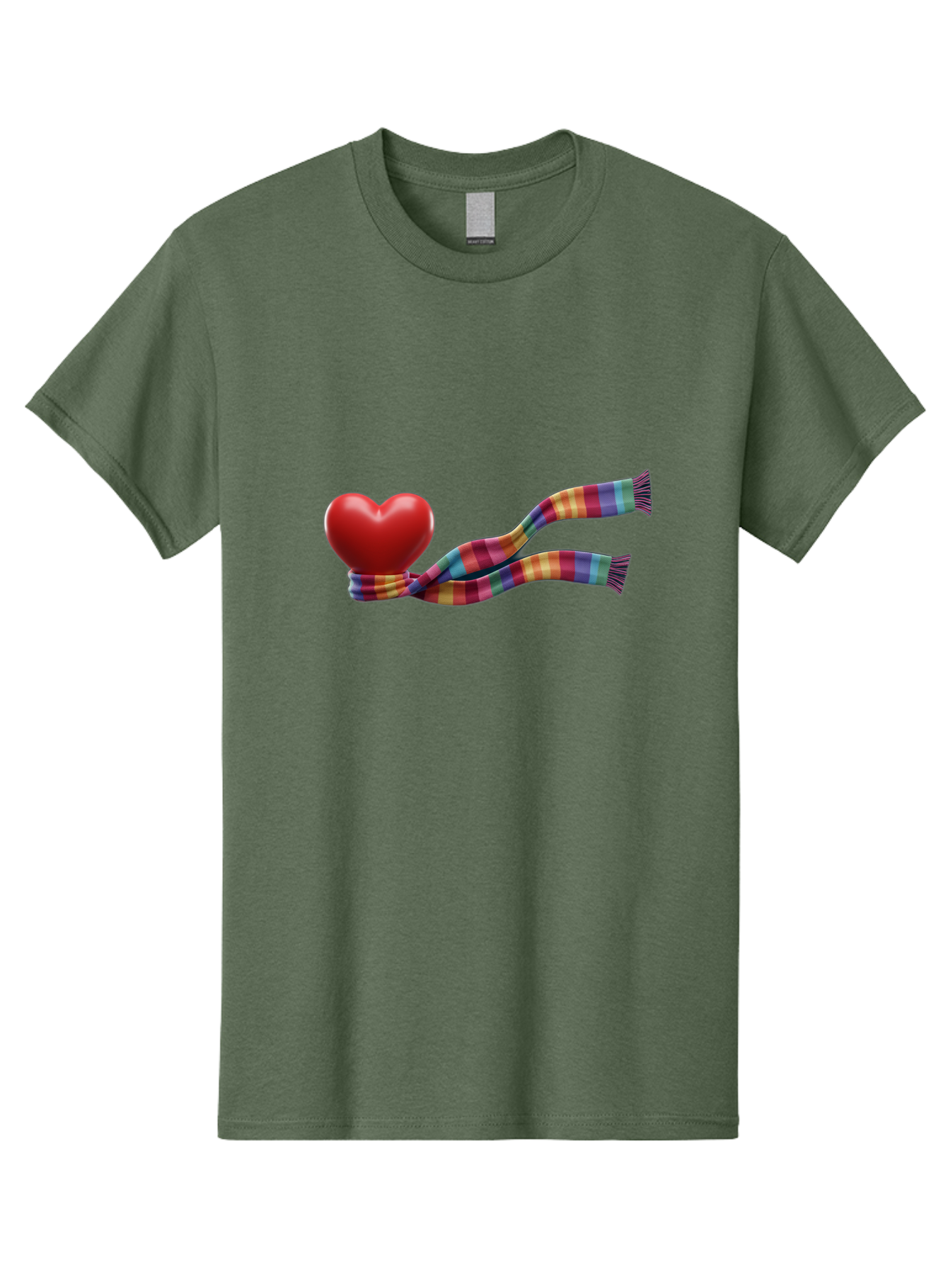 Heart-With-Scarf-2 Men'S Graphic Tee, 100% Cotton, Comfortable Casual Summer Wear, Machine Washable, Red Heart Wrapped In A Scarf, Plaid Pattern, Vibrant Colors, Festive Atmosphere, Love Symbol, Winter Theme, Cozy Feeling Bae043