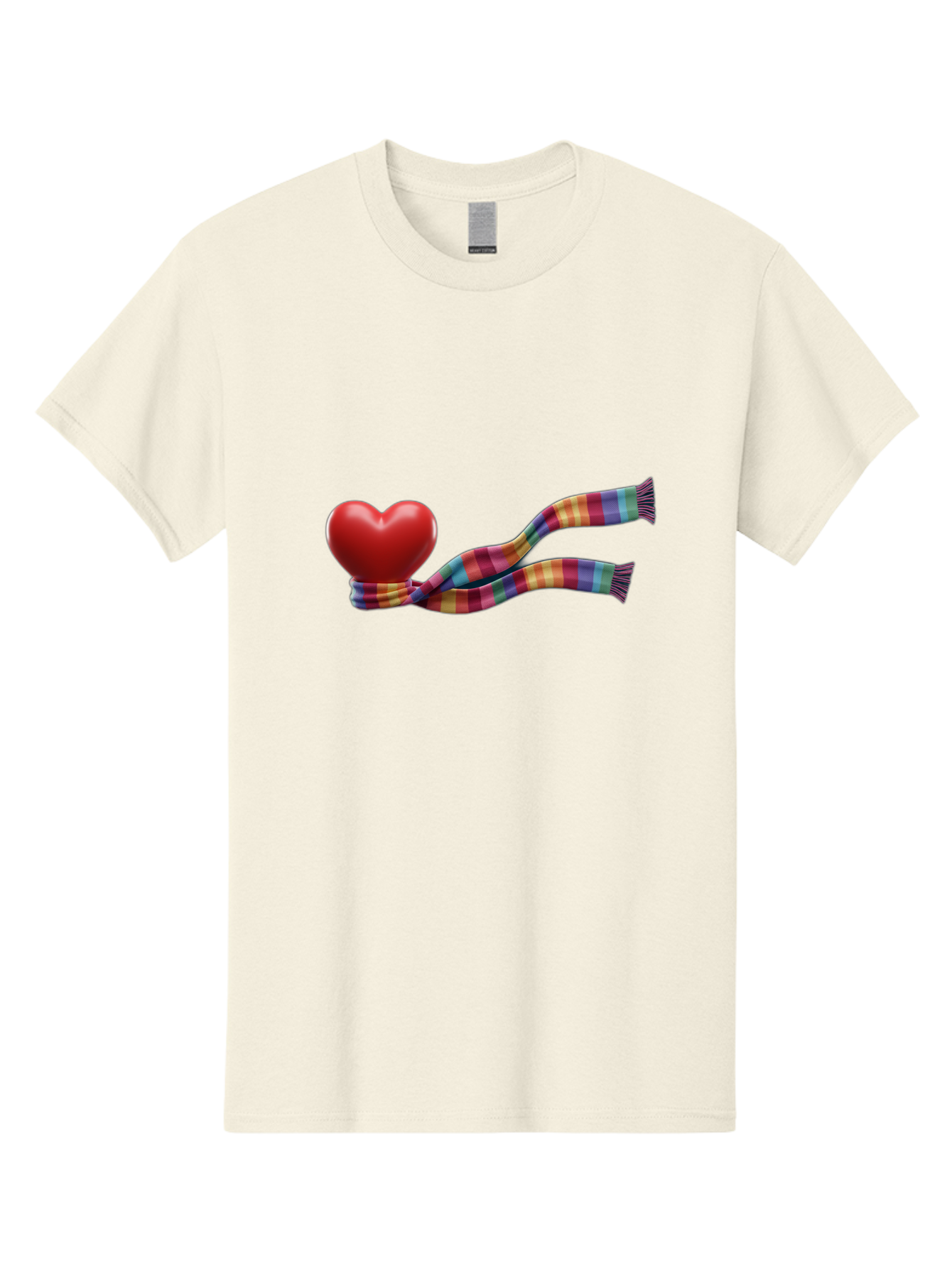 Heart-With-Scarf-2 Men'S Graphic Tee, 100% Cotton, Comfortable Casual Summer Wear, Machine Washable, Red Heart Wrapped In A Scarf, Plaid Pattern, Vibrant Colors, Festive Atmosphere, Love Symbol, Winter Theme, Cozy Feeling Bae043