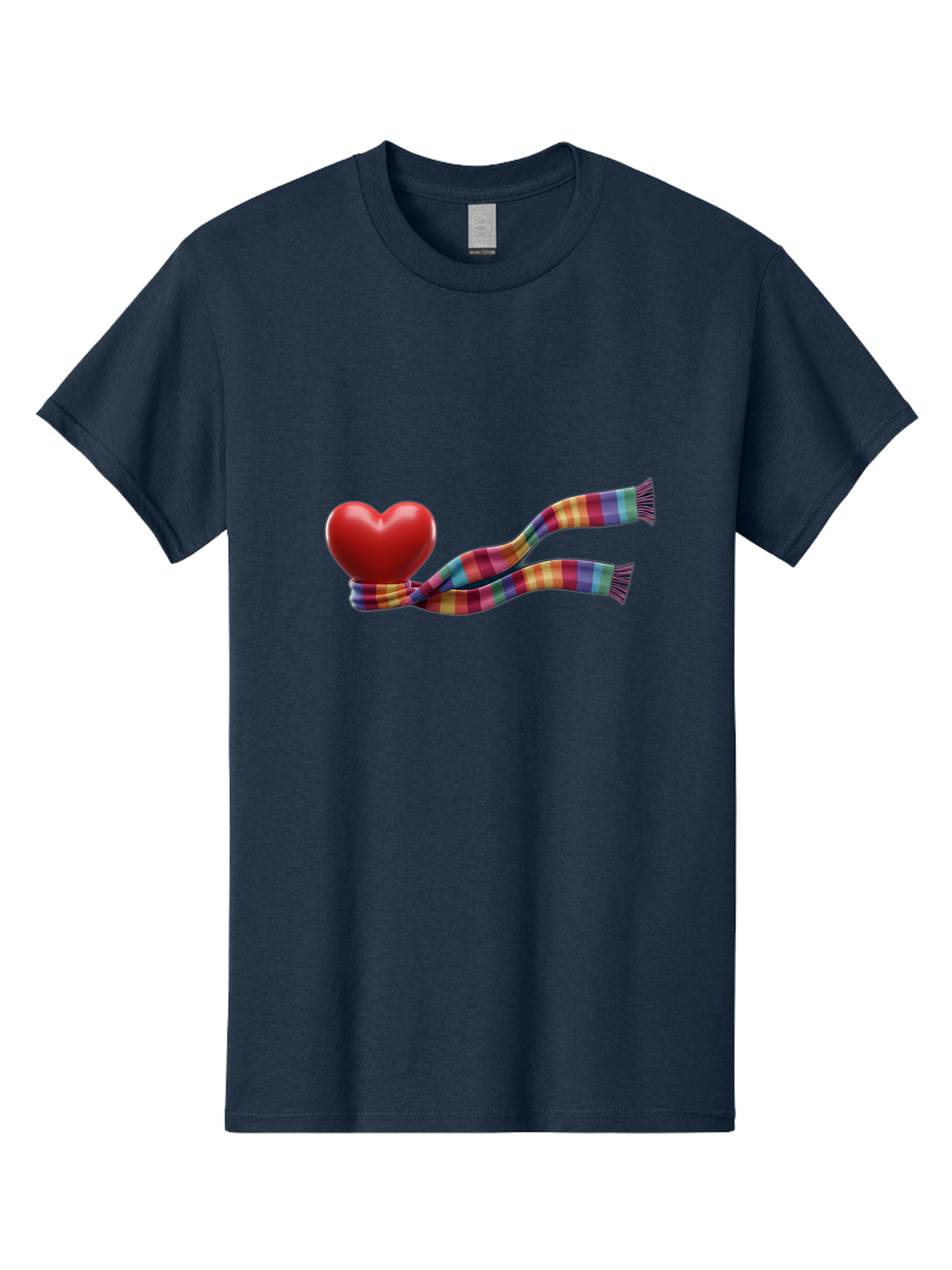 Heart-With-Scarf-2 Men'S Graphic Tee, 100% Cotton, Comfortable Casual Summer Wear, Machine Washable, Red Heart Wrapped In A Scarf, Plaid Pattern, Vibrant Colors, Festive Atmosphere, Love Symbol, Winter Theme, Cozy Feeling Bae043