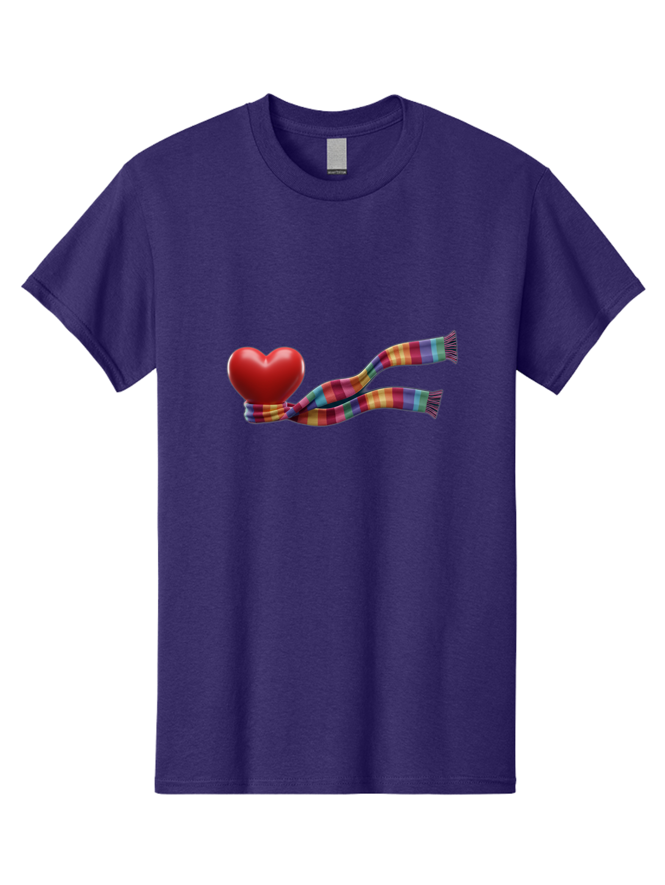 Heart-With-Scarf-2 Men'S Graphic Tee, 100% Cotton, Comfortable Casual Summer Wear, Machine Washable, Red Heart Wrapped In A Scarf, Plaid Pattern, Vibrant Colors, Festive Atmosphere, Love Symbol, Winter Theme, Cozy Feeling Bae043