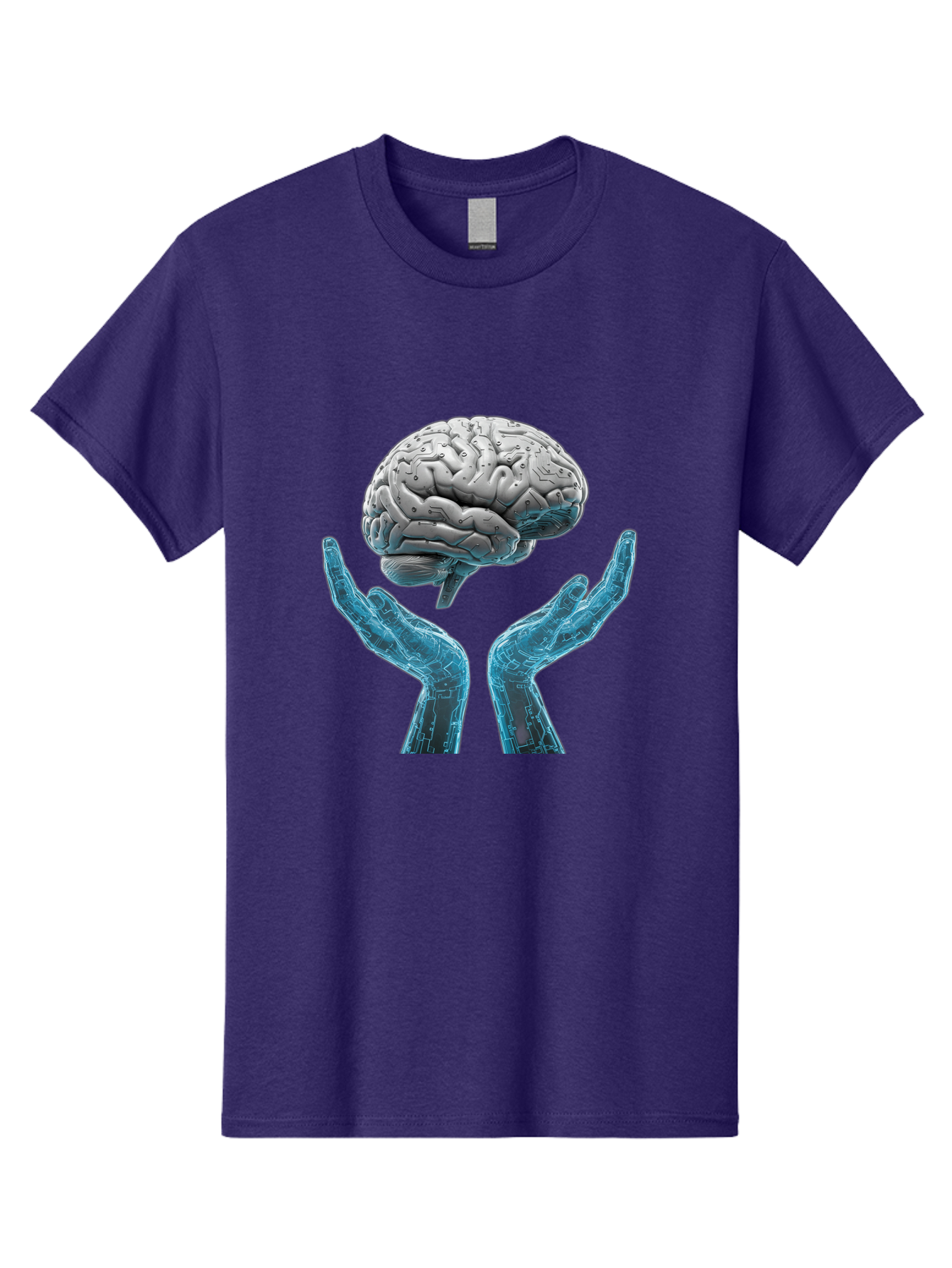 Human-Brain Men'S Graphic Tee, 100% Cotton, Comfortable Casual Summer Wear, Machine Washable, Robotic Hands, Human Brain, Futuristic Technology, Artificial Intelligence, Neural Networks, Cognitive Abilities, Advanced Robotics, Bae048