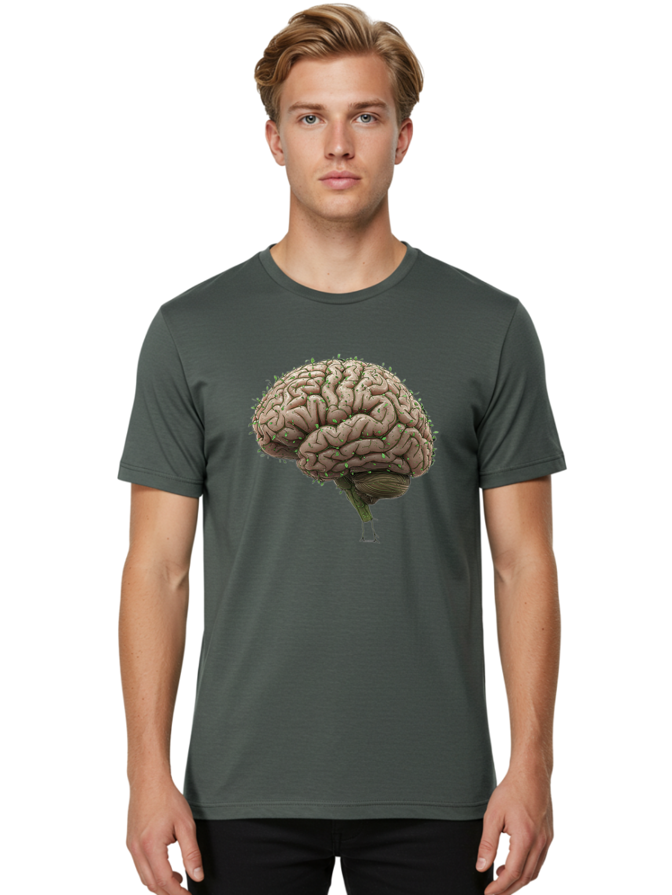 Infected-Brain Men'S Graphic Tee, 100% Cotton, Comfortable Casual Summer Wear, Machine Washable, Human Brain, Bacterial Infection, Neurological Disorder, Cognitive Impairment, Neurodegenerative Disease, Brain Health, Neuroscience, Bae049