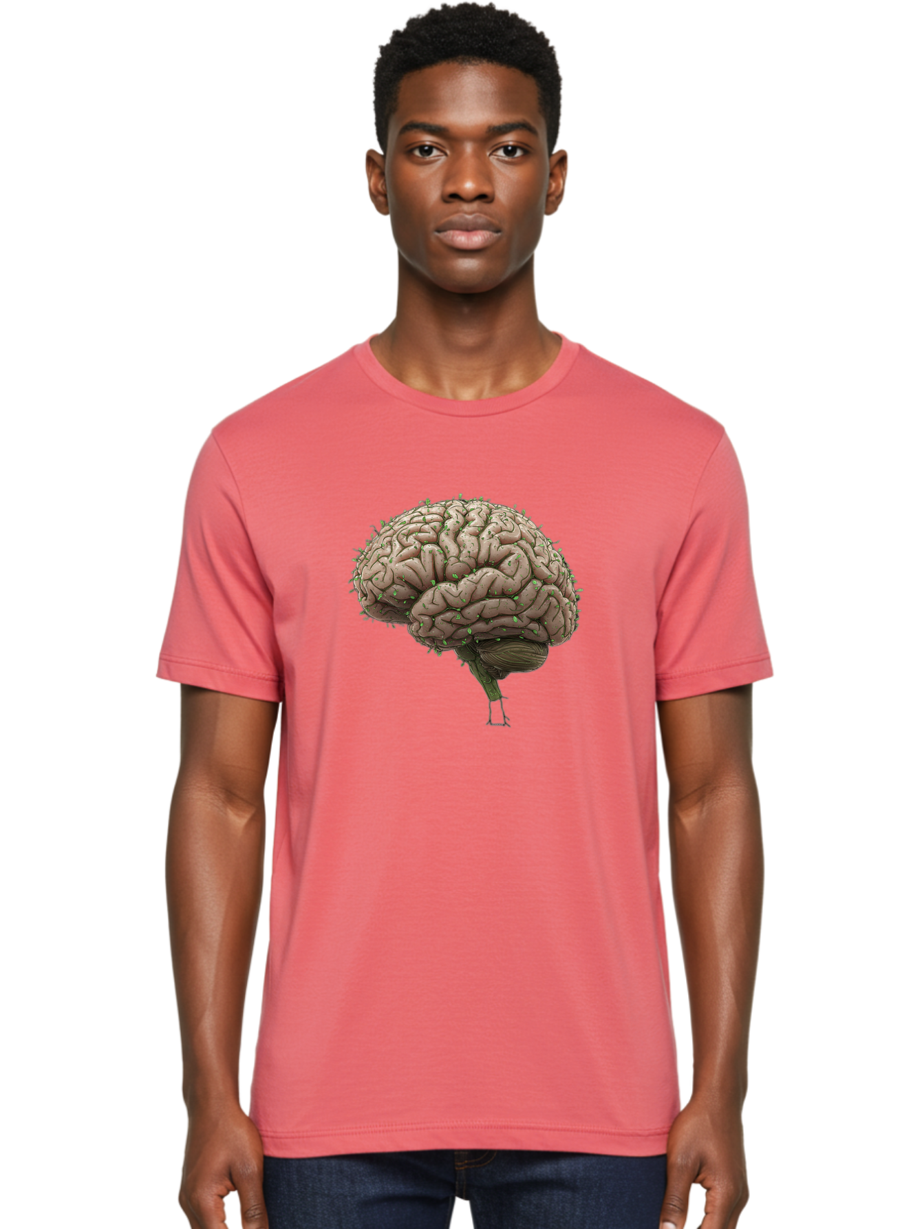 Infected-Brain Men'S Graphic Tee, 100% Cotton, Comfortable Casual Summer Wear, Machine Washable, Human Brain, Bacterial Infection, Neurological Disorder, Cognitive Impairment, Neurodegenerative Disease, Brain Health, Neuroscience, Bae049