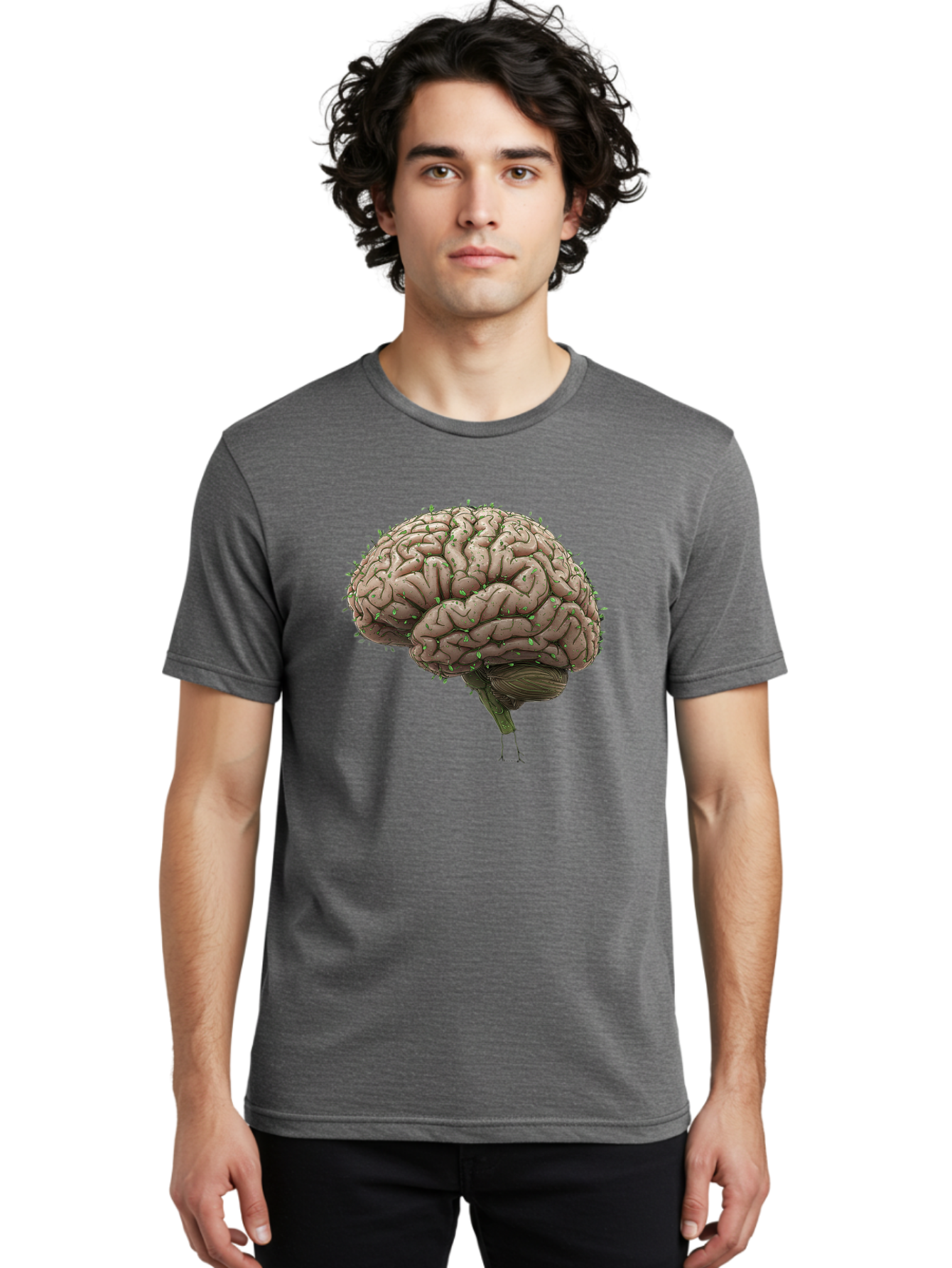 Infected-Brain Men'S Graphic Tee, 100% Cotton, Comfortable Casual Summer Wear, Machine Washable, Human Brain, Bacterial Infection, Neurological Disorder, Cognitive Impairment, Neurodegenerative Disease, Brain Health, Neuroscience, Bae049