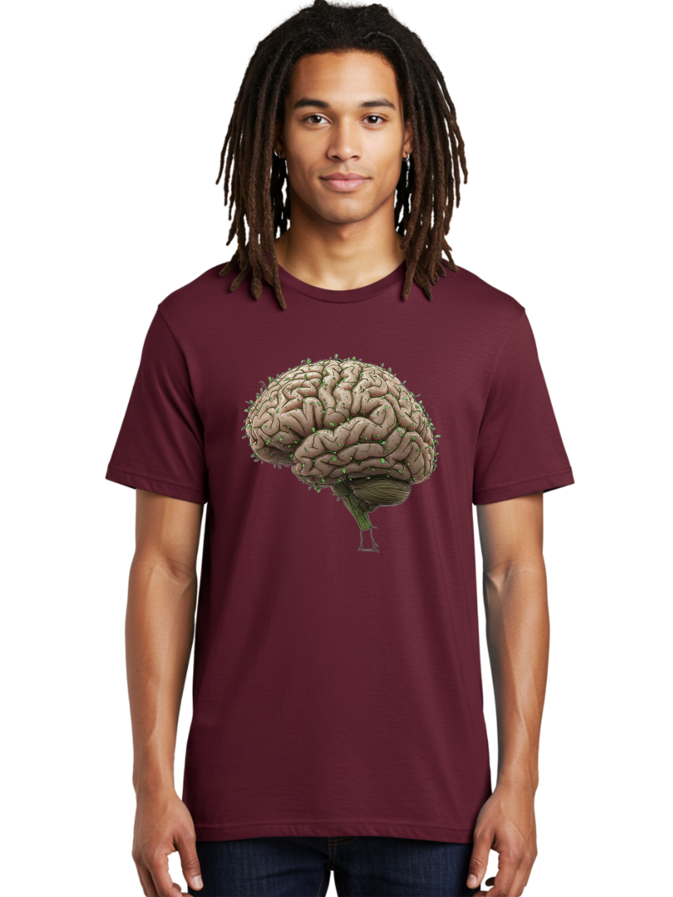 Infected-Brain Men'S Graphic Tee, 100% Cotton, Comfortable Casual Summer Wear, Machine Washable, Human Brain, Bacterial Infection, Neurological Disorder, Cognitive Impairment, Neurodegenerative Disease, Brain Health, Neuroscience, Bae049