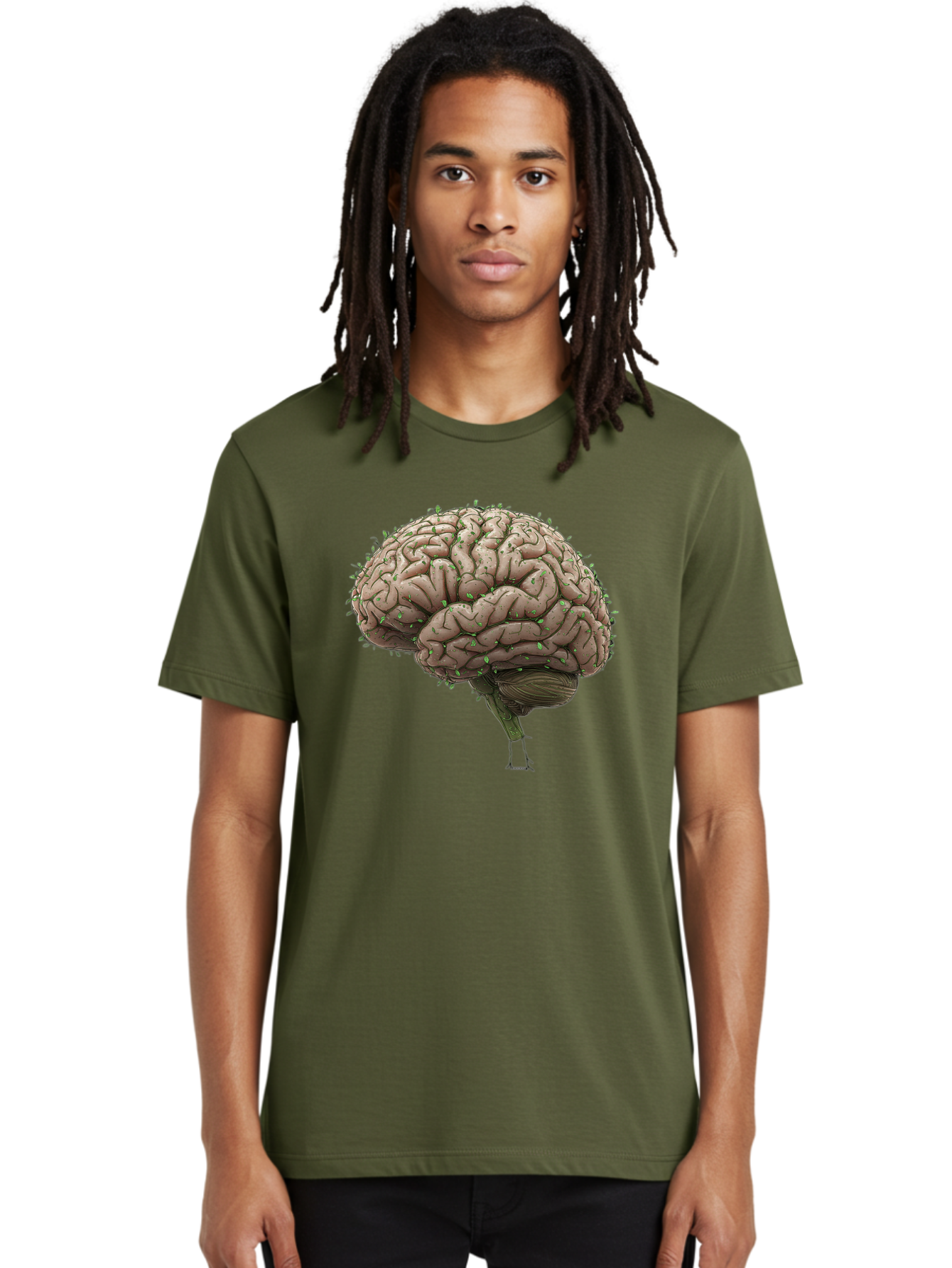 Infected-Brain Men'S Graphic Tee, 100% Cotton, Comfortable Casual Summer Wear, Machine Washable, Human Brain, Bacterial Infection, Neurological Disorder, Cognitive Impairment, Neurodegenerative Disease, Brain Health, Neuroscience, Bae049