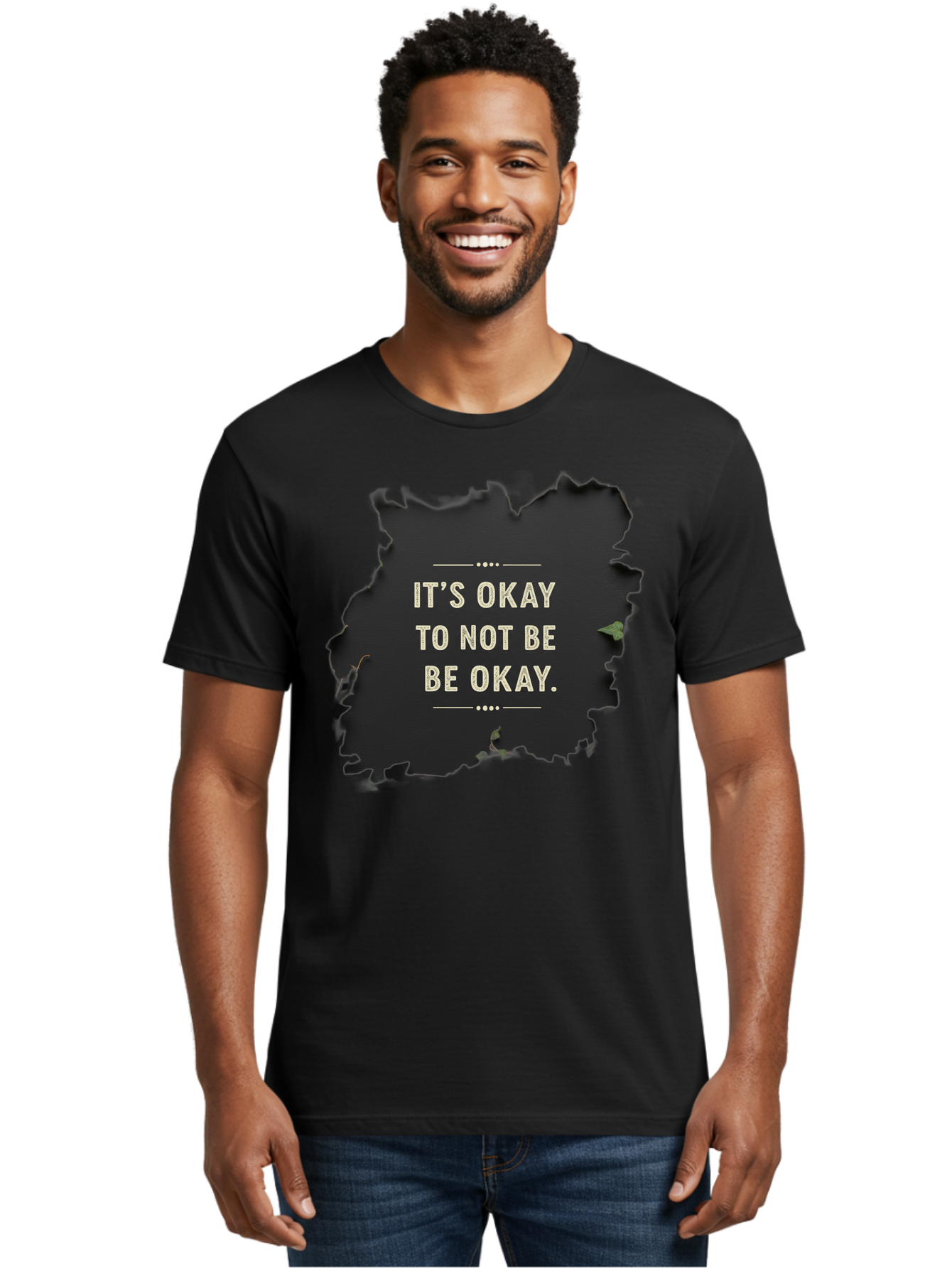 It-S-Okay-To-Not-Be-Okay-5 Men'S Graphic Tee, 100% Cotton, Comfortable Casual Summer Wear, Machine Washable, Mental Health Awareness, Inspirational Quote, Emotional Support, Self Care, Positive Affirmation, Motivational Message, Bae054