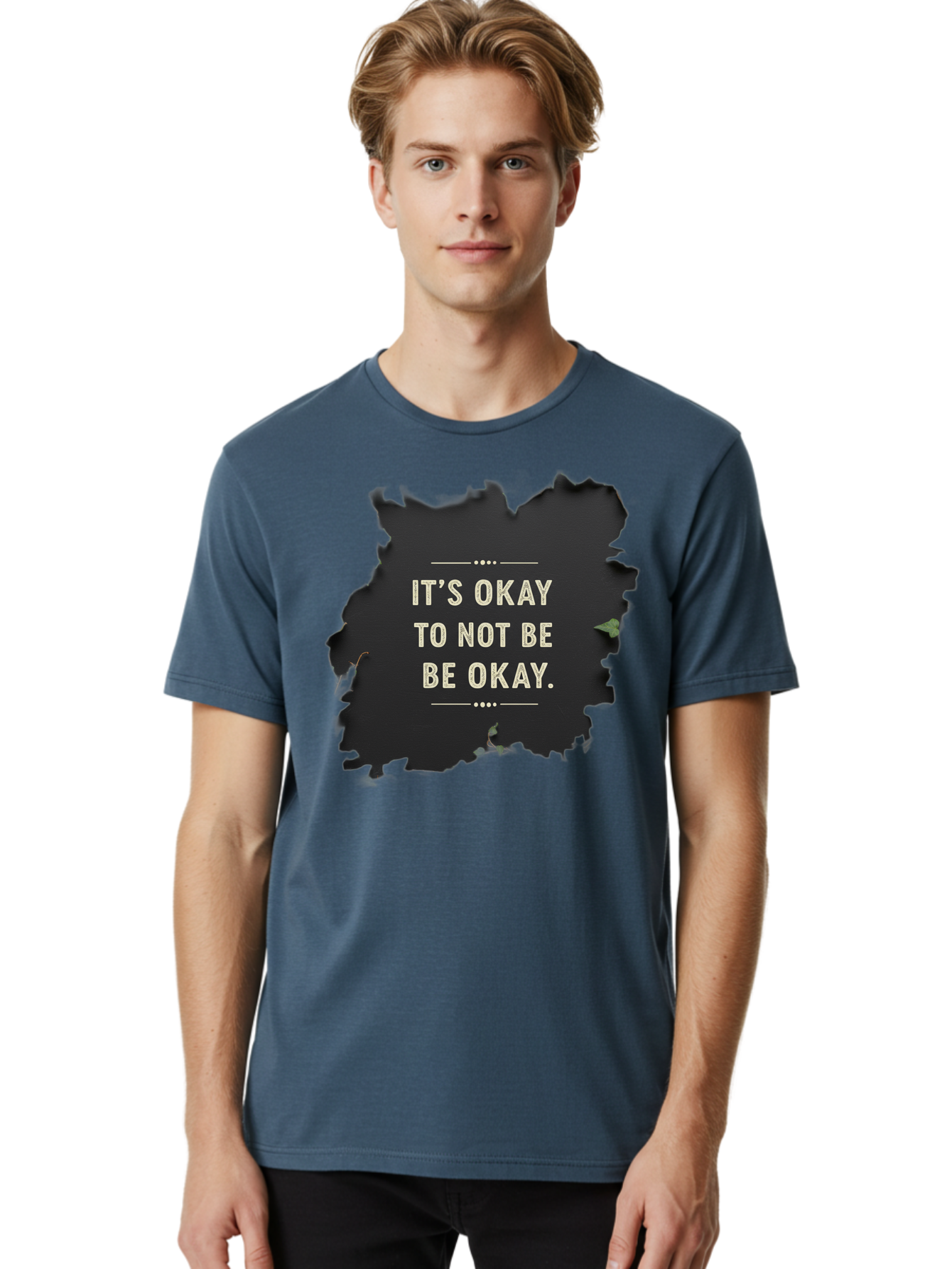 It-S-Okay-To-Not-Be-Okay-5 Men'S Graphic Tee, 100% Cotton, Comfortable Casual Summer Wear, Machine Washable, Mental Health Awareness, Inspirational Quote, Emotional Support, Self Care, Positive Affirmation, Motivational Message, Bae054
