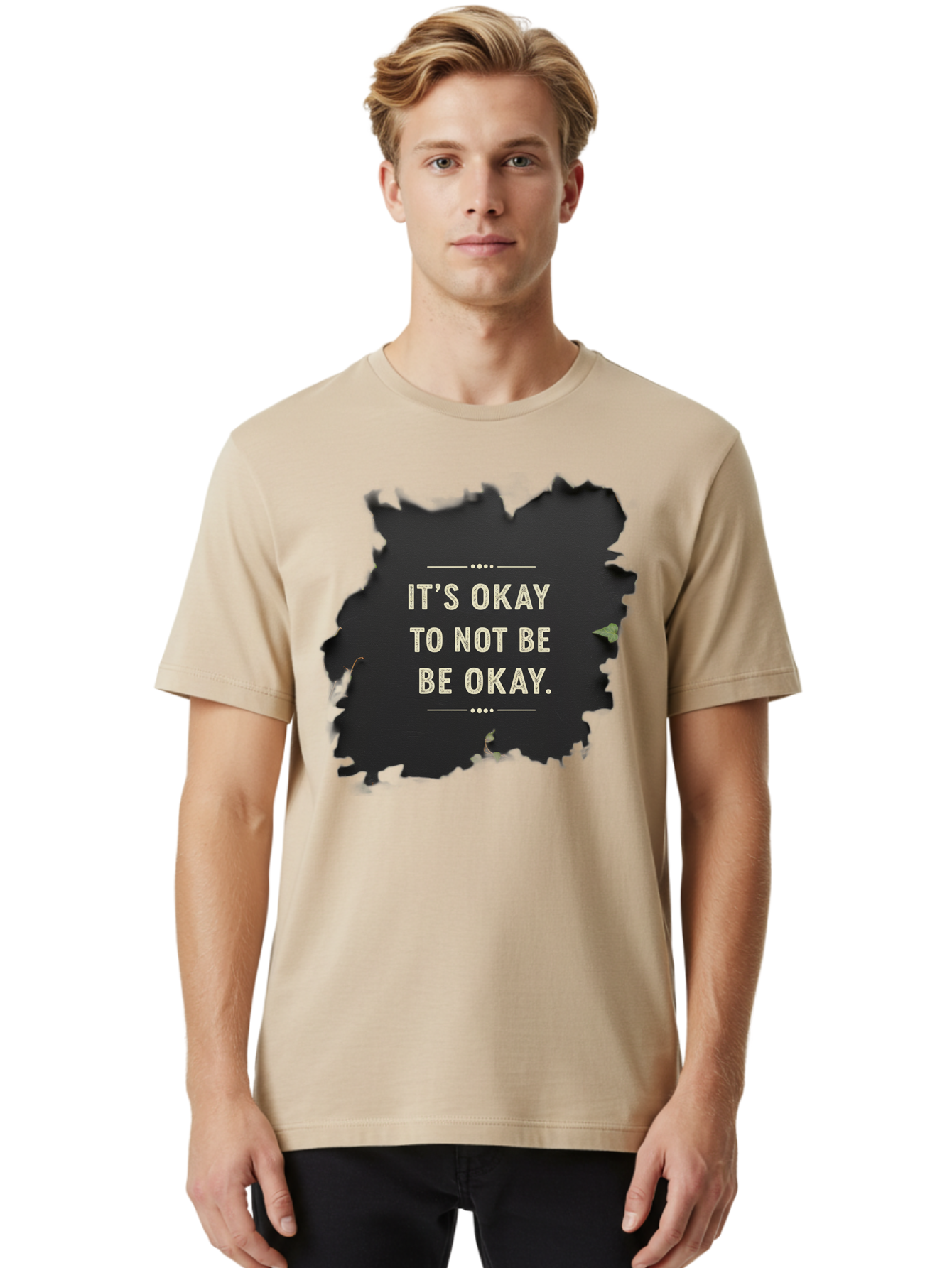 It-S-Okay-To-Not-Be-Okay-5 Men'S Graphic Tee, 100% Cotton, Comfortable Casual Summer Wear, Machine Washable, Mental Health Awareness, Inspirational Quote, Emotional Support, Self Care, Positive Affirmation, Motivational Message, Bae054