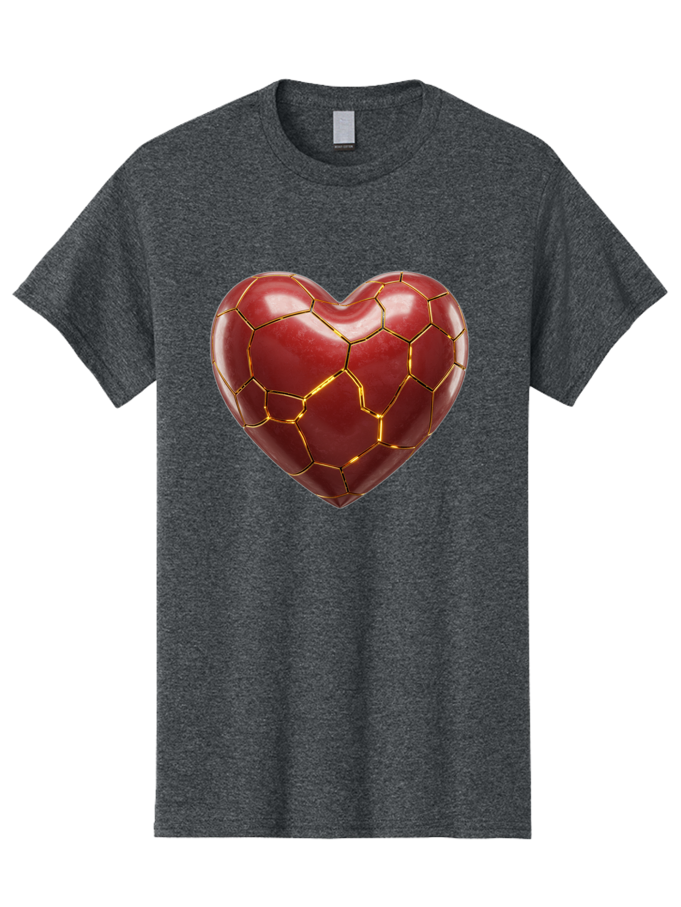 Kintsugi-Heart-2 Men'S Graphic Tee, 100% Cotton, Comfortable Casual Summer Wear, Machine Washable, Kintsugi Heart, Broken Heart, Golden Repair, Red Heart, Japanese Art, Emotional Healing, Symbolic Art, Unique Design, Heart Shape Bae057