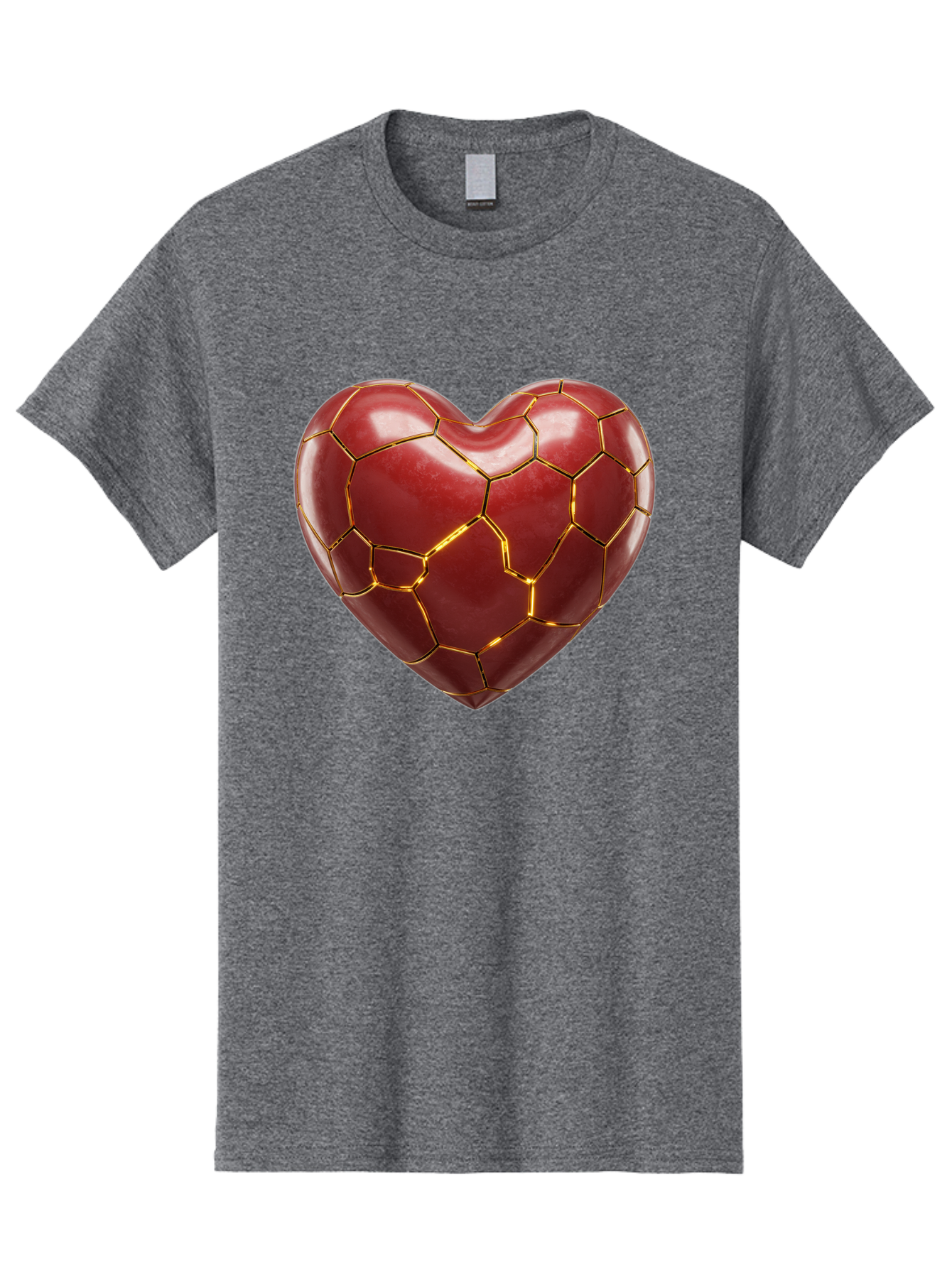 Kintsugi-Heart-2 Men'S Graphic Tee, 100% Cotton, Comfortable Casual Summer Wear, Machine Washable, Kintsugi Heart, Broken Heart, Golden Repair, Red Heart, Japanese Art, Emotional Healing, Symbolic Art, Unique Design, Heart Shape Bae057