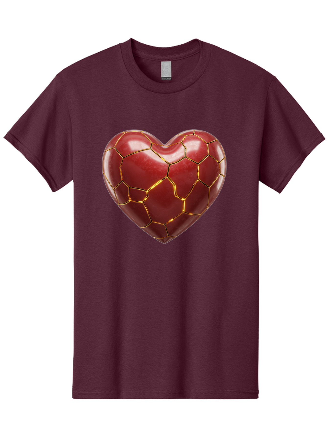 Kintsugi-Heart-2 Men'S Graphic Tee, 100% Cotton, Comfortable Casual Summer Wear, Machine Washable, Kintsugi Heart, Broken Heart, Golden Repair, Red Heart, Japanese Art, Emotional Healing, Symbolic Art, Unique Design, Heart Shape Bae057
