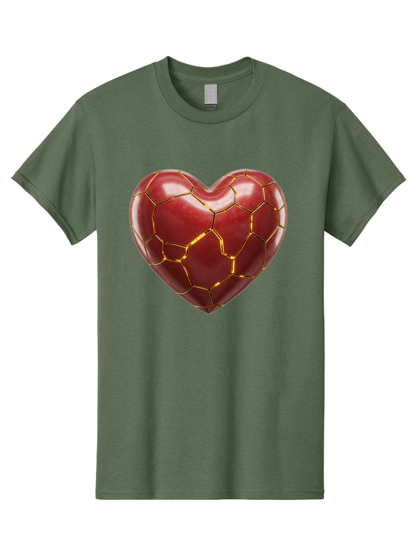 Kintsugi-Heart-2 Men'S Graphic Tee, 100% Cotton, Comfortable Casual Summer Wear, Machine Washable, Kintsugi Heart, Broken Heart, Golden Repair, Red Heart, Japanese Art, Emotional Healing, Symbolic Art, Unique Design, Heart Shape Bae057