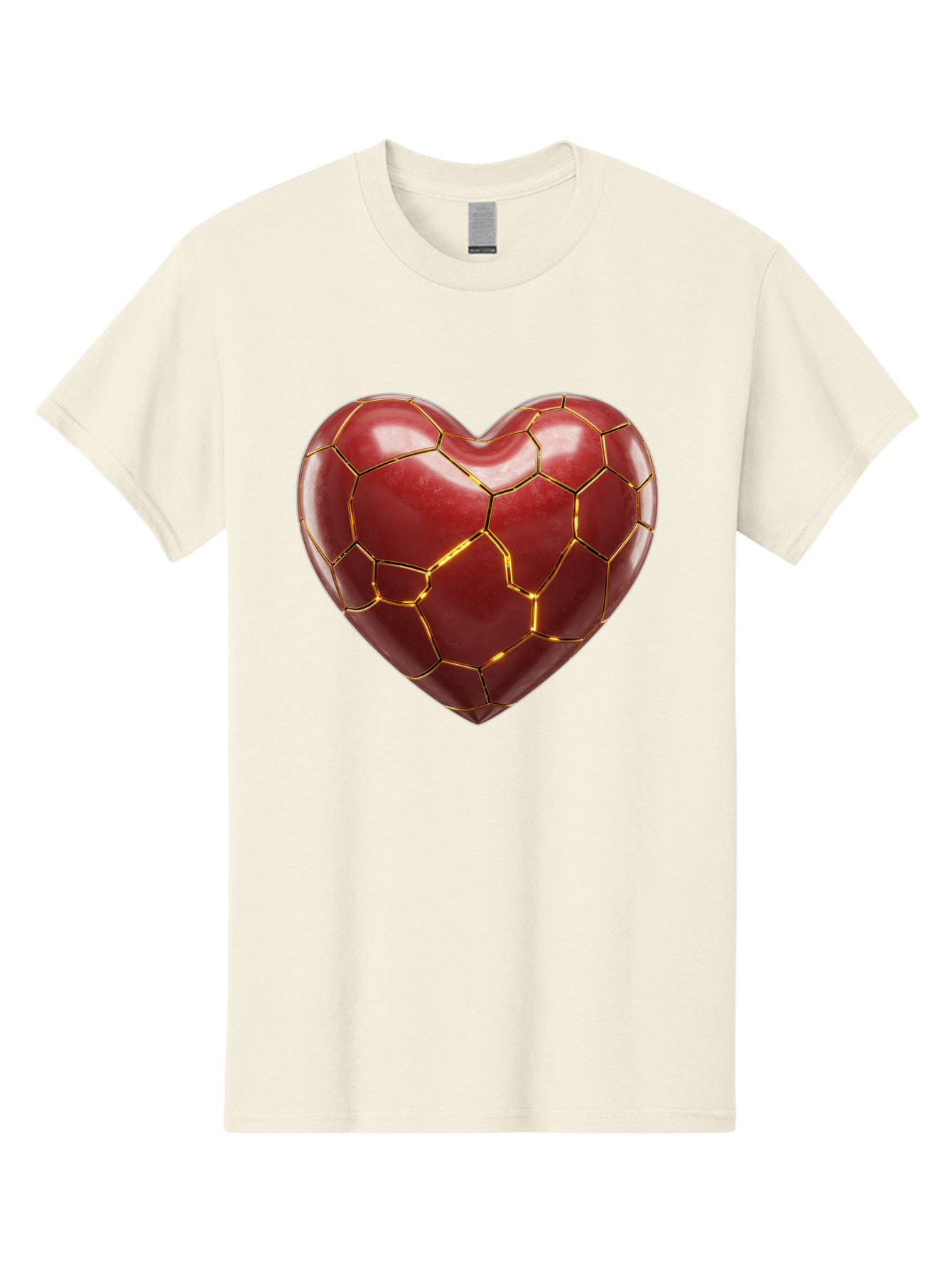 Kintsugi-Heart-2 Men'S Graphic Tee, 100% Cotton, Comfortable Casual Summer Wear, Machine Washable, Kintsugi Heart, Broken Heart, Golden Repair, Red Heart, Japanese Art, Emotional Healing, Symbolic Art, Unique Design, Heart Shape Bae057