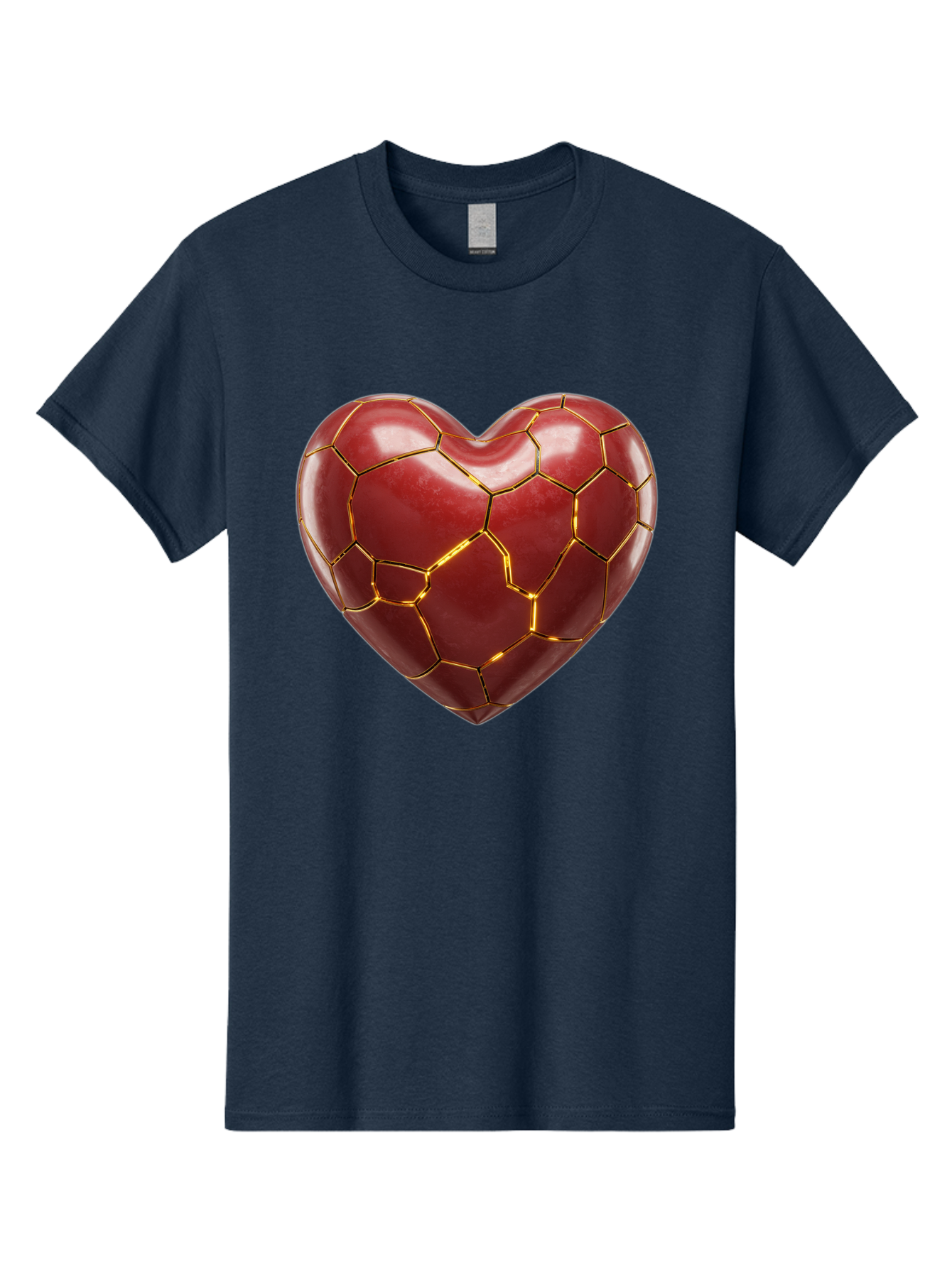 Kintsugi-Heart-2 Men'S Graphic Tee, 100% Cotton, Comfortable Casual Summer Wear, Machine Washable, Kintsugi Heart, Broken Heart, Golden Repair, Red Heart, Japanese Art, Emotional Healing, Symbolic Art, Unique Design, Heart Shape Bae057