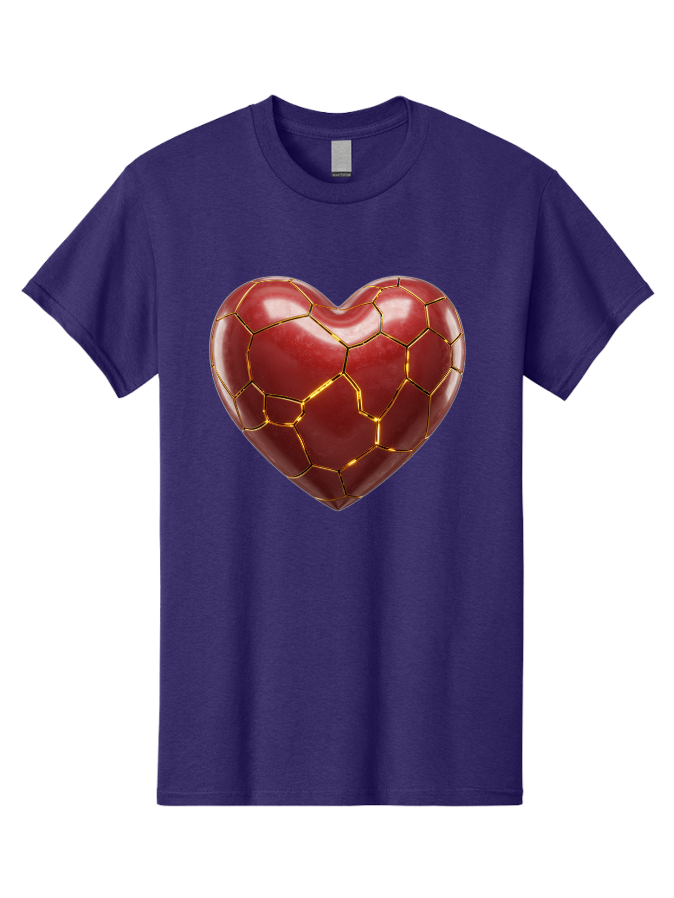 Kintsugi-Heart-2 Men'S Graphic Tee, 100% Cotton, Comfortable Casual Summer Wear, Machine Washable, Kintsugi Heart, Broken Heart, Golden Repair, Red Heart, Japanese Art, Emotional Healing, Symbolic Art, Unique Design, Heart Shape Bae057