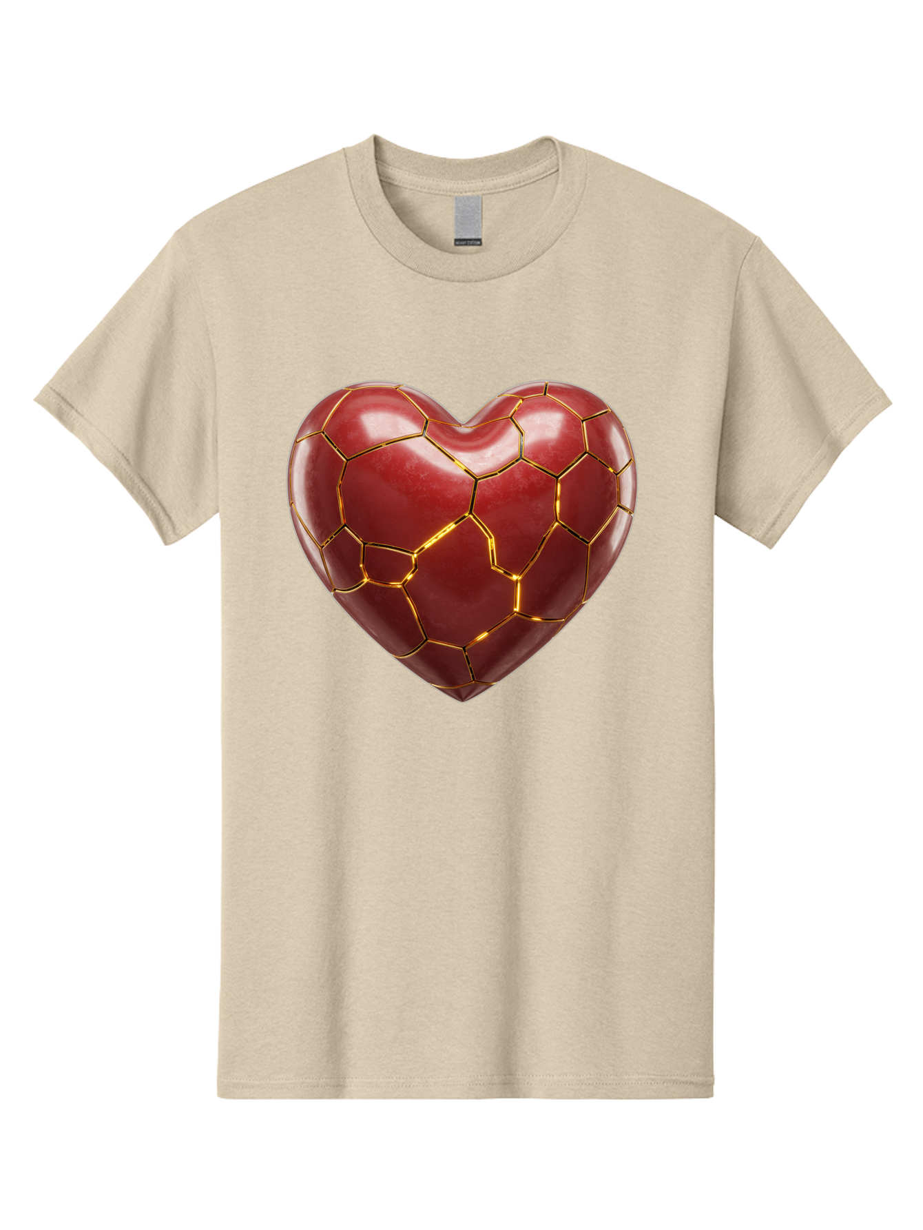 Kintsugi-Heart-2 Men'S Graphic Tee, 100% Cotton, Comfortable Casual Summer Wear, Machine Washable, Kintsugi Heart, Broken Heart, Golden Repair, Red Heart, Japanese Art, Emotional Healing, Symbolic Art, Unique Design, Heart Shape Bae057