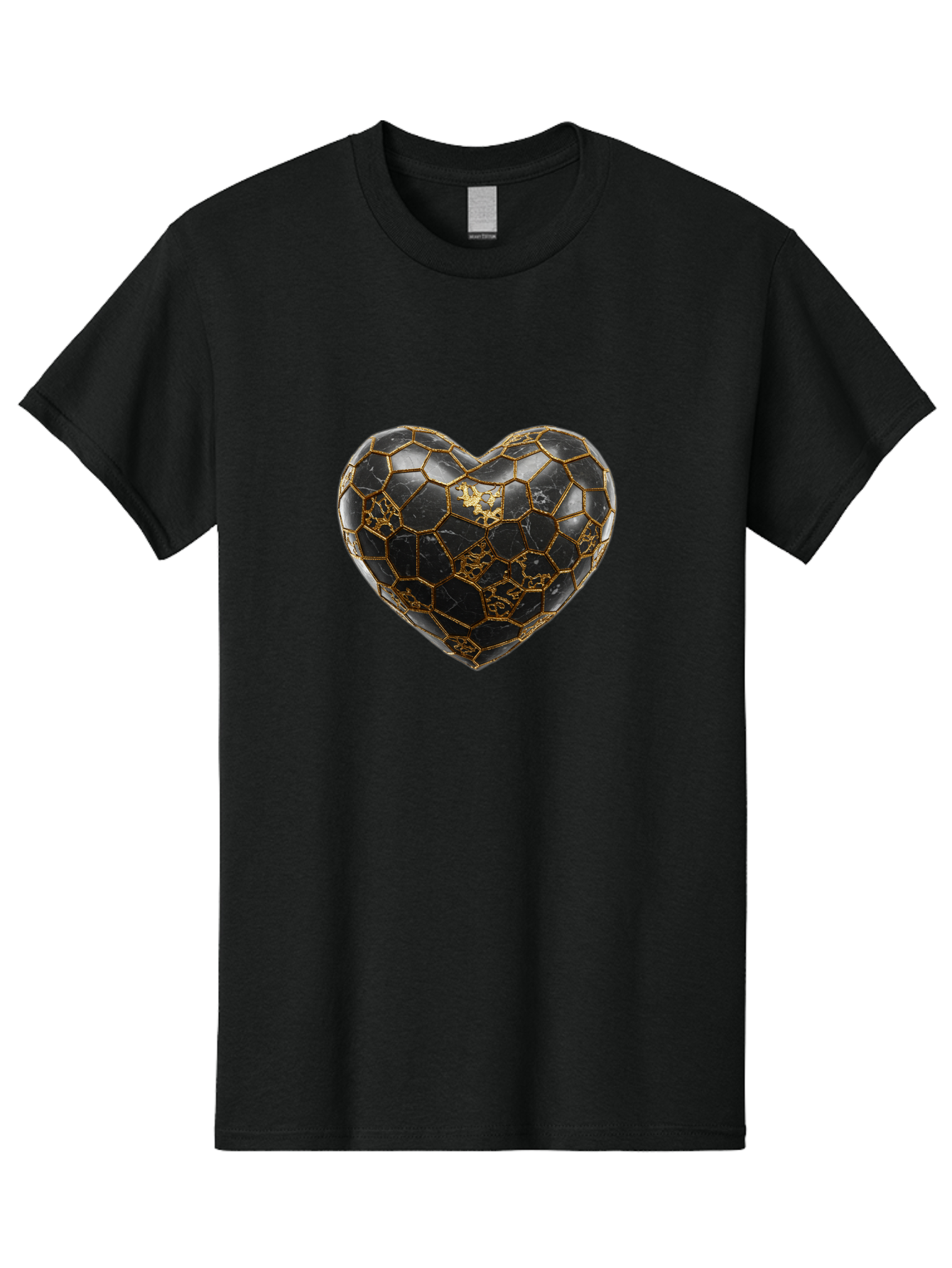 Kintsugi-Heart-4 Men'S Graphic Tee, 100% Cotton, Comfortable Casual Summer Wear, Machine Washable, Kintsugi Heart, Broken Heart, Golden Repair, Black Ceramic, Mended Love, Imperfect Beauty, Artisanal Craftsmanship, Unique Design, Bae059