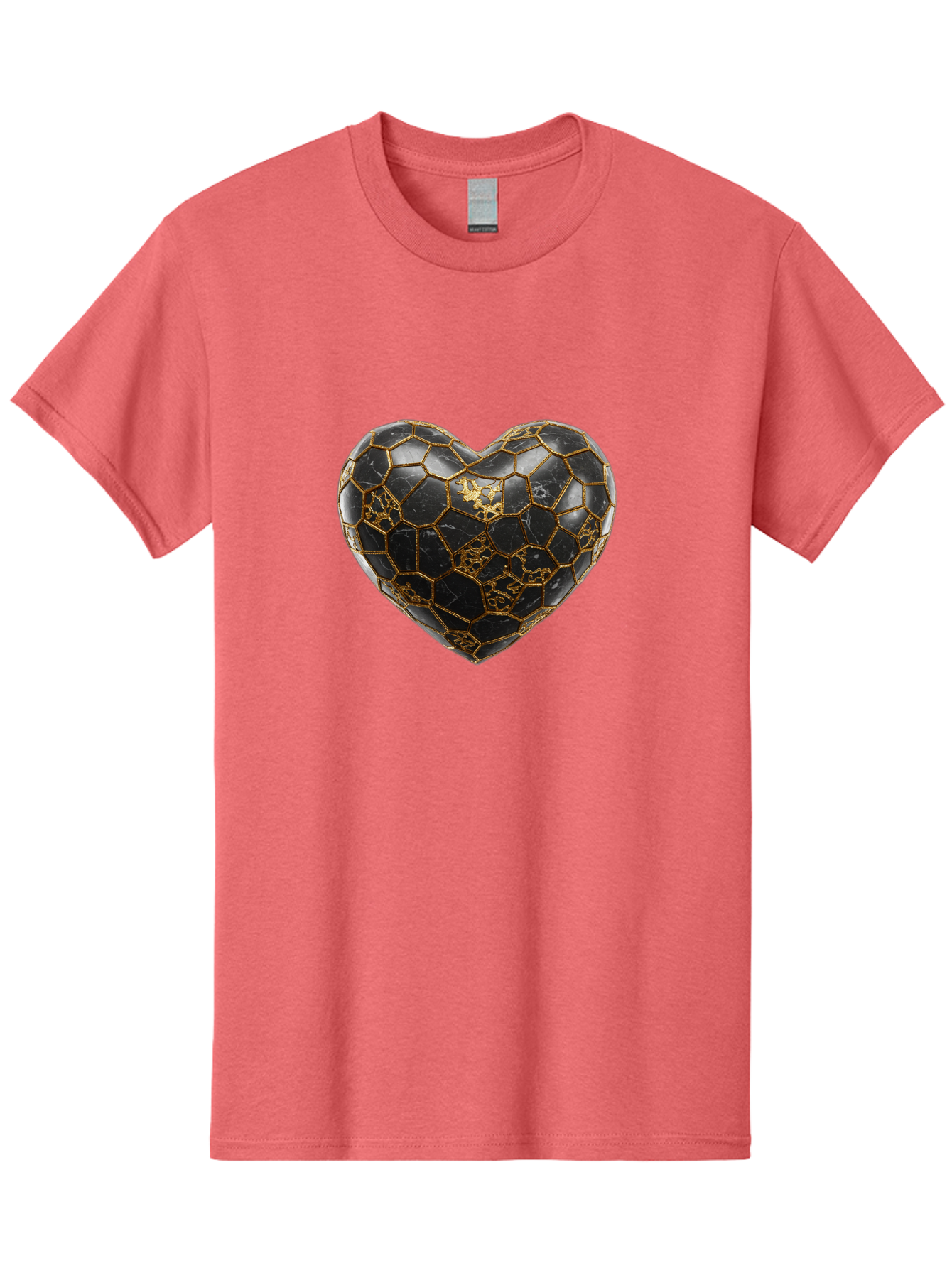 Kintsugi-Heart-4 Men'S Graphic Tee, 100% Cotton, Comfortable Casual Summer Wear, Machine Washable, Kintsugi Heart, Broken Heart, Golden Repair, Black Ceramic, Mended Love, Imperfect Beauty, Artisanal Craftsmanship, Unique Design, Bae059