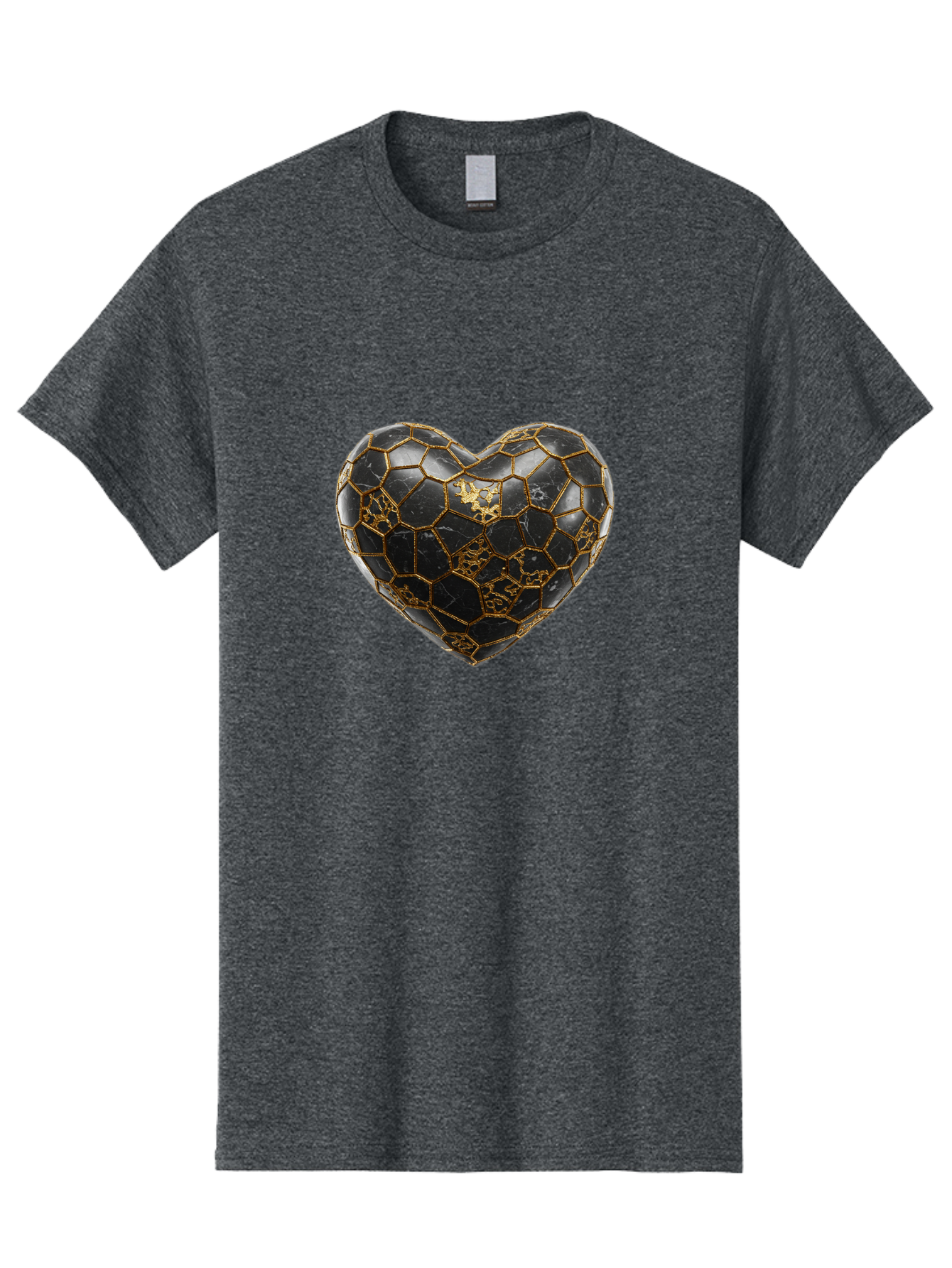 Kintsugi-Heart-4 Men'S Graphic Tee, 100% Cotton, Comfortable Casual Summer Wear, Machine Washable, Kintsugi Heart, Broken Heart, Golden Repair, Black Ceramic, Mended Love, Imperfect Beauty, Artisanal Craftsmanship, Unique Design, Bae059