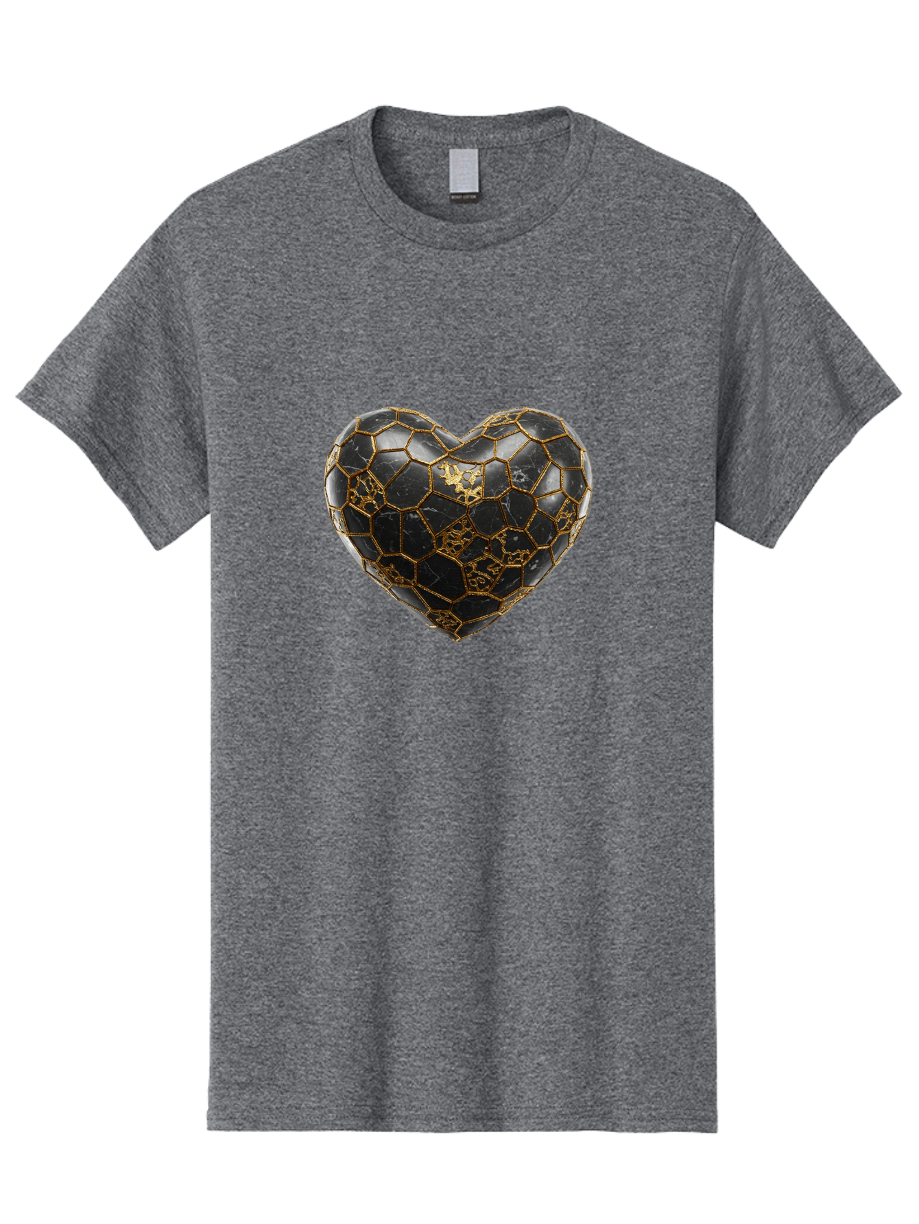 Kintsugi-Heart-4 Men'S Graphic Tee, 100% Cotton, Comfortable Casual Summer Wear, Machine Washable, Kintsugi Heart, Broken Heart, Golden Repair, Black Ceramic, Mended Love, Imperfect Beauty, Artisanal Craftsmanship, Unique Design, Bae059