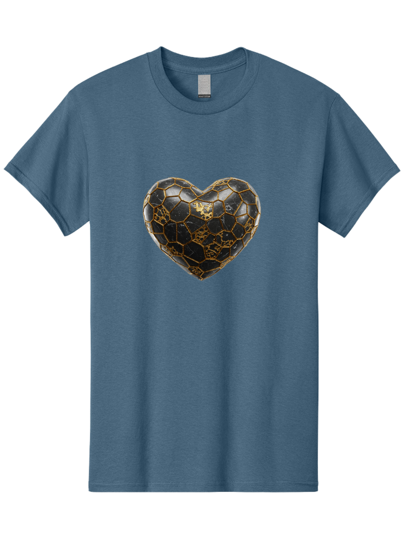 Kintsugi-Heart-4 Men'S Graphic Tee, 100% Cotton, Comfortable Casual Summer Wear, Machine Washable, Kintsugi Heart, Broken Heart, Golden Repair, Black Ceramic, Mended Love, Imperfect Beauty, Artisanal Craftsmanship, Unique Design, Bae059
