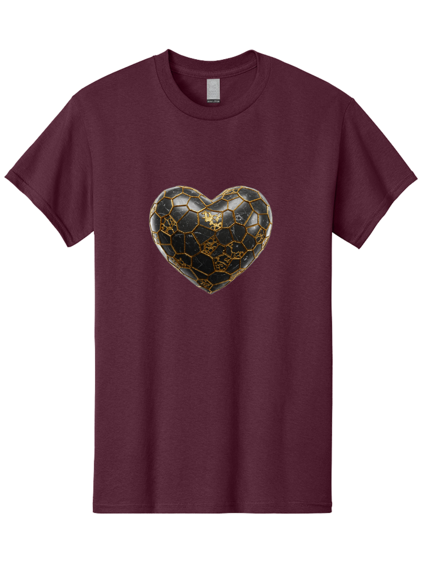Kintsugi-Heart-4 Men'S Graphic Tee, 100% Cotton, Comfortable Casual Summer Wear, Machine Washable, Kintsugi Heart, Broken Heart, Golden Repair, Black Ceramic, Mended Love, Imperfect Beauty, Artisanal Craftsmanship, Unique Design, Bae059