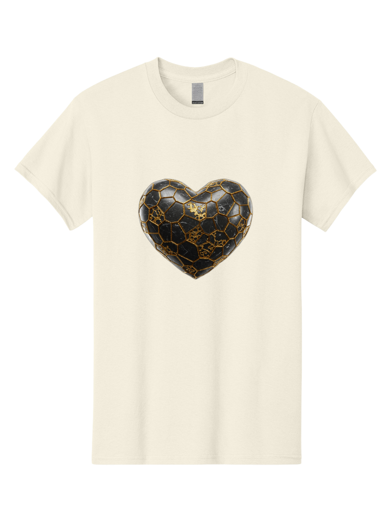 Kintsugi-Heart-4 Men'S Graphic Tee, 100% Cotton, Comfortable Casual Summer Wear, Machine Washable, Kintsugi Heart, Broken Heart, Golden Repair, Black Ceramic, Mended Love, Imperfect Beauty, Artisanal Craftsmanship, Unique Design, Bae059