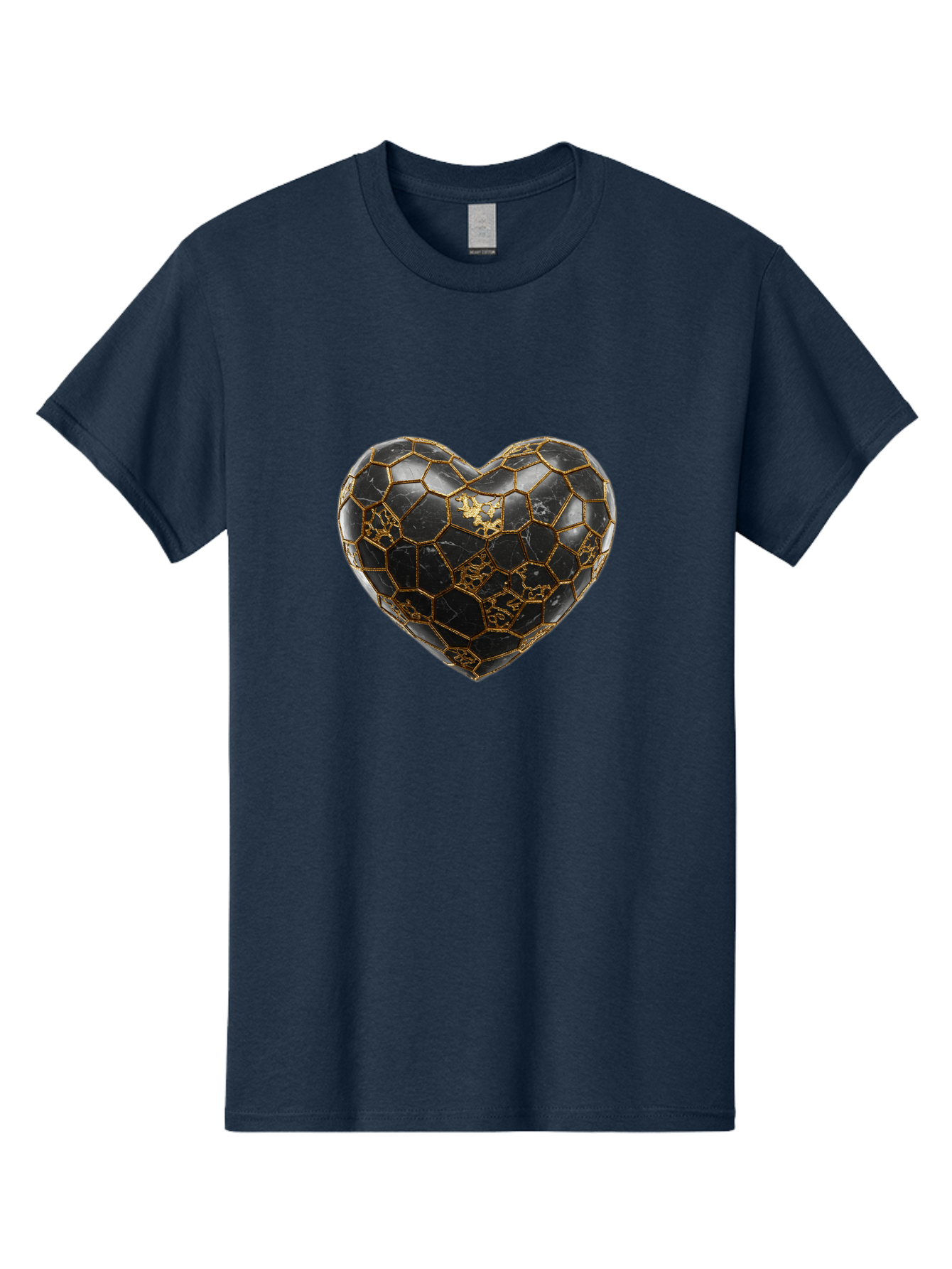 Kintsugi-Heart-4 Men'S Graphic Tee, 100% Cotton, Comfortable Casual Summer Wear, Machine Washable, Kintsugi Heart, Broken Heart, Golden Repair, Black Ceramic, Mended Love, Imperfect Beauty, Artisanal Craftsmanship, Unique Design, Bae059