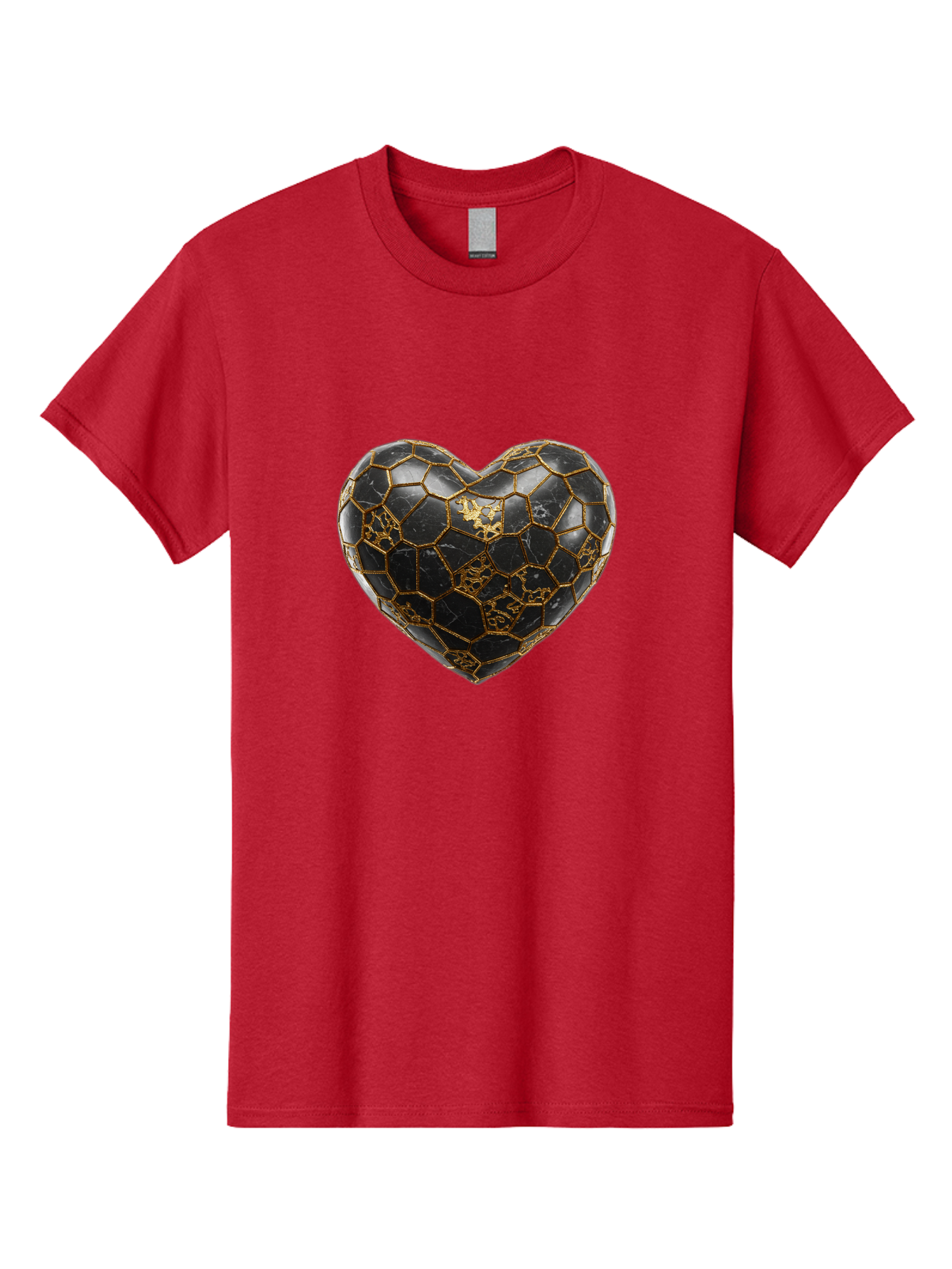 Kintsugi-Heart-4 Men'S Graphic Tee, 100% Cotton, Comfortable Casual Summer Wear, Machine Washable, Kintsugi Heart, Broken Heart, Golden Repair, Black Ceramic, Mended Love, Imperfect Beauty, Artisanal Craftsmanship, Unique Design, Bae059