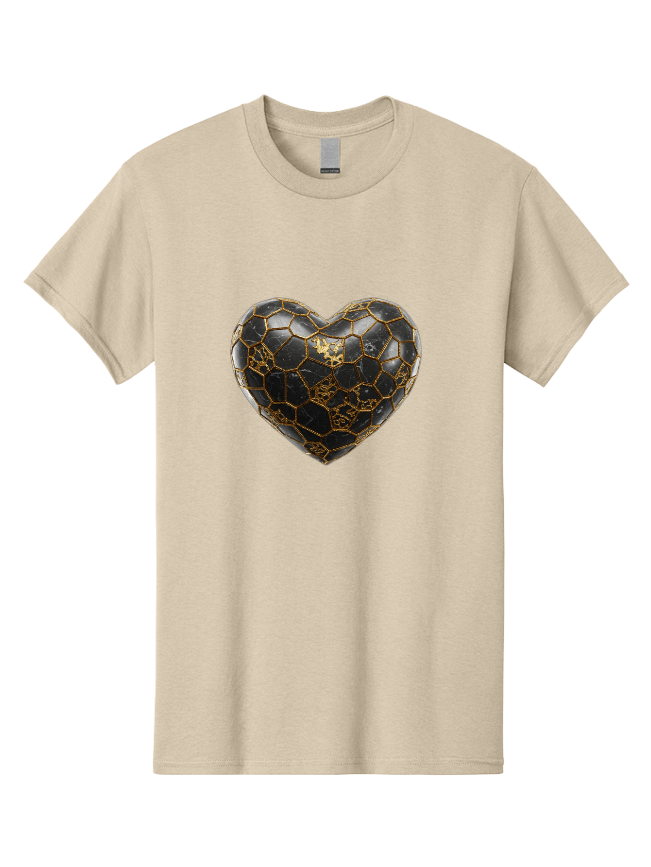 Kintsugi-Heart-4 Men'S Graphic Tee, 100% Cotton, Comfortable Casual Summer Wear, Machine Washable, Kintsugi Heart, Broken Heart, Golden Repair, Black Ceramic, Mended Love, Imperfect Beauty, Artisanal Craftsmanship, Unique Design, Bae059