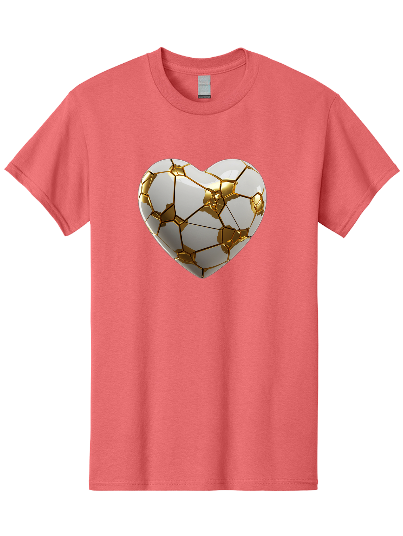 Kintsugi-Heart-6 Men'S Graphic Tee, 100% Cotton, Comfortable Casual Summer Wear, Machine Washable, Kintsugi Heart, Broken Heart, Golden Repair, Pottery Art, Fragile Beauty, Broken And Mended, Wabi-Sabi, Repair Art Bae061