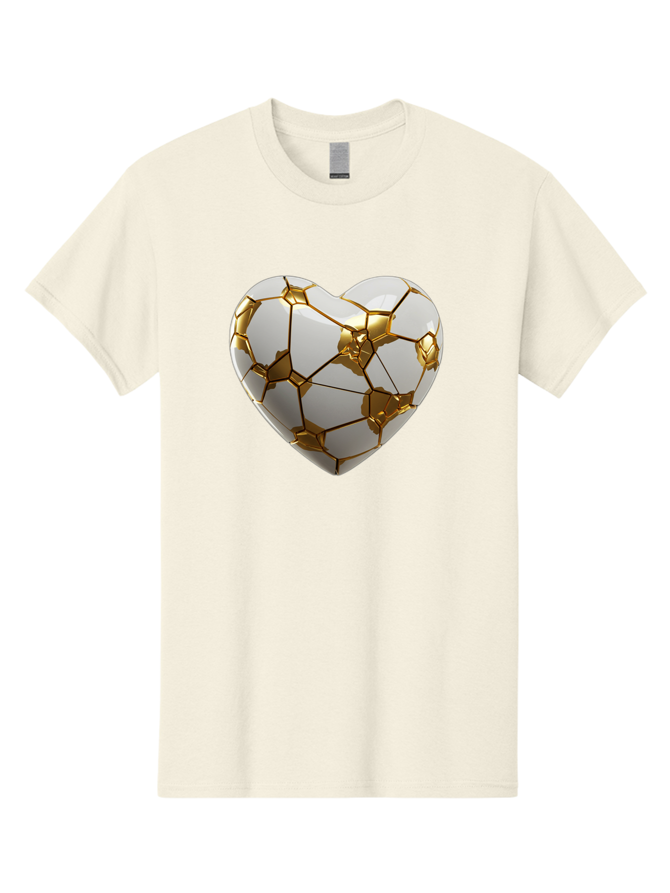 Kintsugi-Heart-6 Men'S Graphic Tee, 100% Cotton, Comfortable Casual Summer Wear, Machine Washable, Kintsugi Heart, Broken Heart, Golden Repair, Pottery Art, Fragile Beauty, Broken And Mended, Wabi-Sabi, Repair Art Bae061