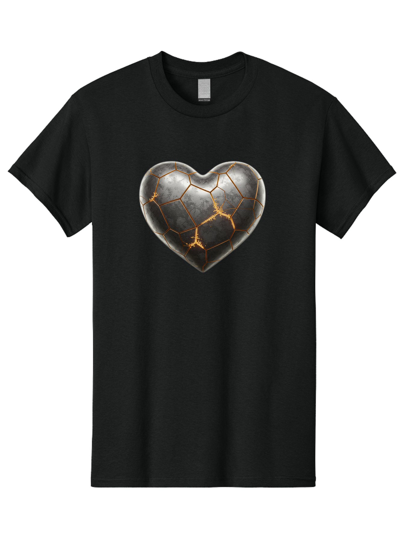 Kintsugi-Heart-7 Men'S Graphic Tee, 100% Cotton, Comfortable Casual Summer Wear, Machine Washable, Heart Shape, Kintsugi Repair, Gold Cracks, Broken Heart, Metal Texture, Abstract Art, Unique Design, Symbolic Representation, Emotional Healing Bae062