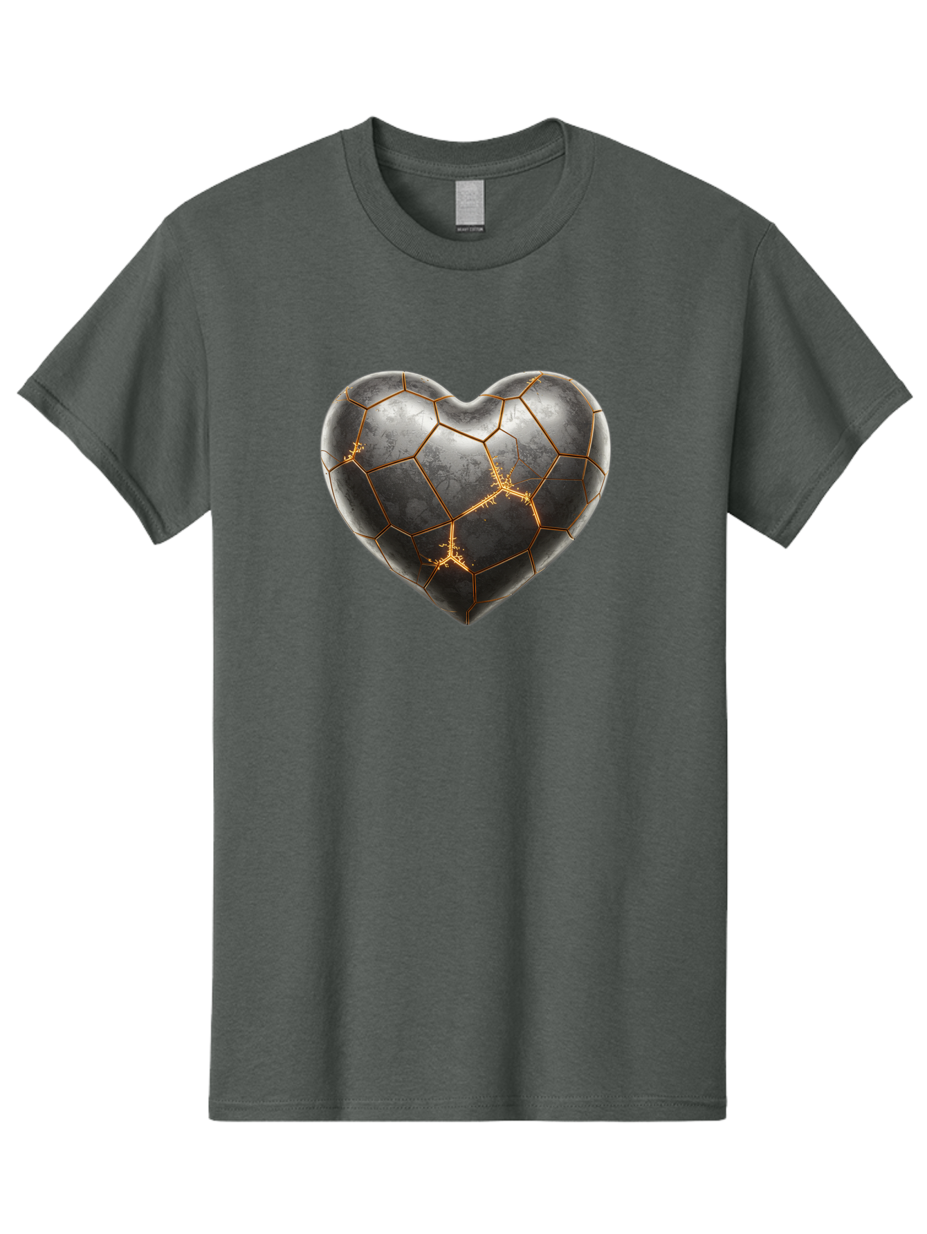 Kintsugi-Heart-7 Men'S Graphic Tee, 100% Cotton, Comfortable Casual Summer Wear, Machine Washable, Heart Shape, Kintsugi Repair, Gold Cracks, Broken Heart, Metal Texture, Abstract Art, Unique Design, Symbolic Representation, Emotional Healing Bae062
