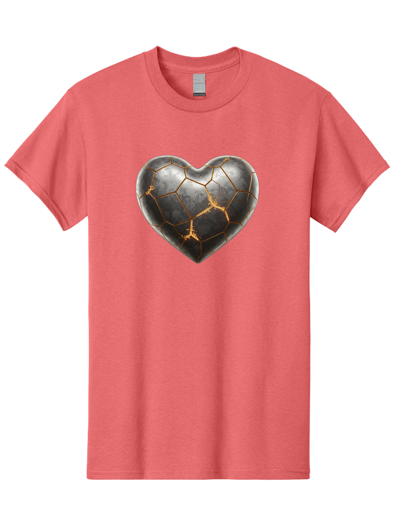 Kintsugi-Heart-7 Men'S Graphic Tee, 100% Cotton, Comfortable Casual Summer Wear, Machine Washable, Heart Shape, Kintsugi Repair, Gold Cracks, Broken Heart, Metal Texture, Abstract Art, Unique Design, Symbolic Representation, Emotional Healing Bae062